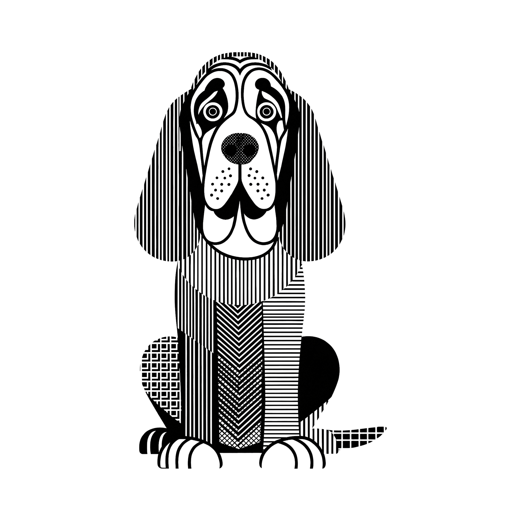 Bloodhound Geometric Line Art - White