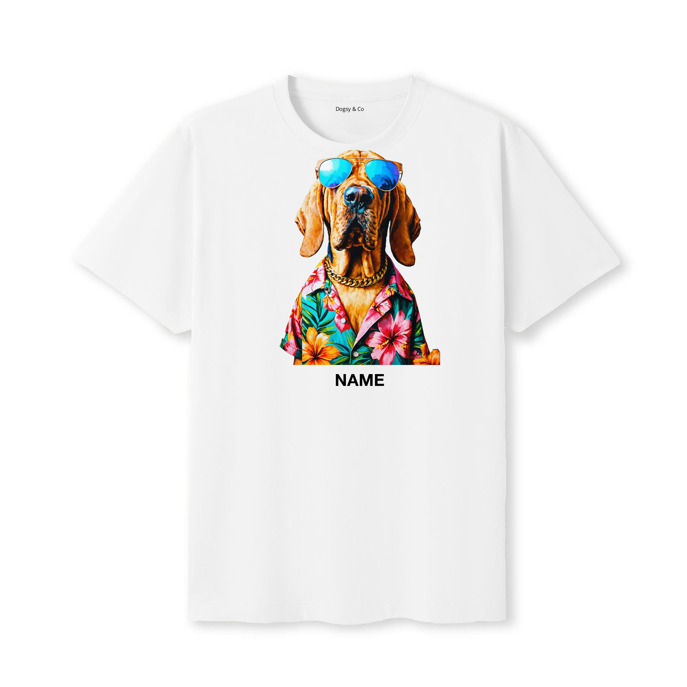 Bloodhound Hawaii Dog Custom T-Shirt - White