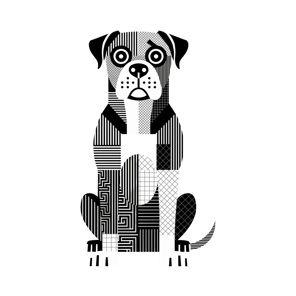 Boerboel Geometric Line Art - White