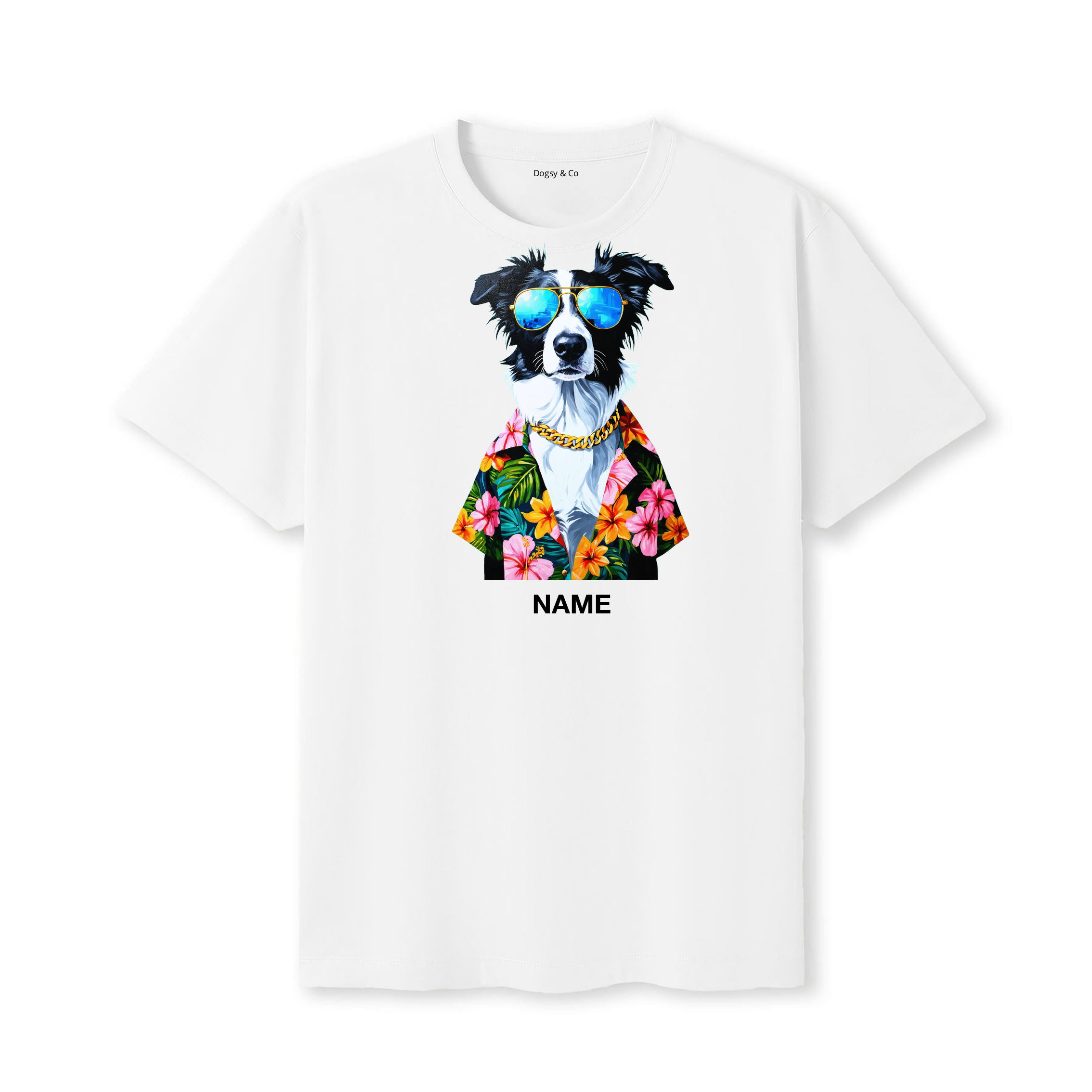 Border Collie Hawaii Dog Custom T-Shirt - White