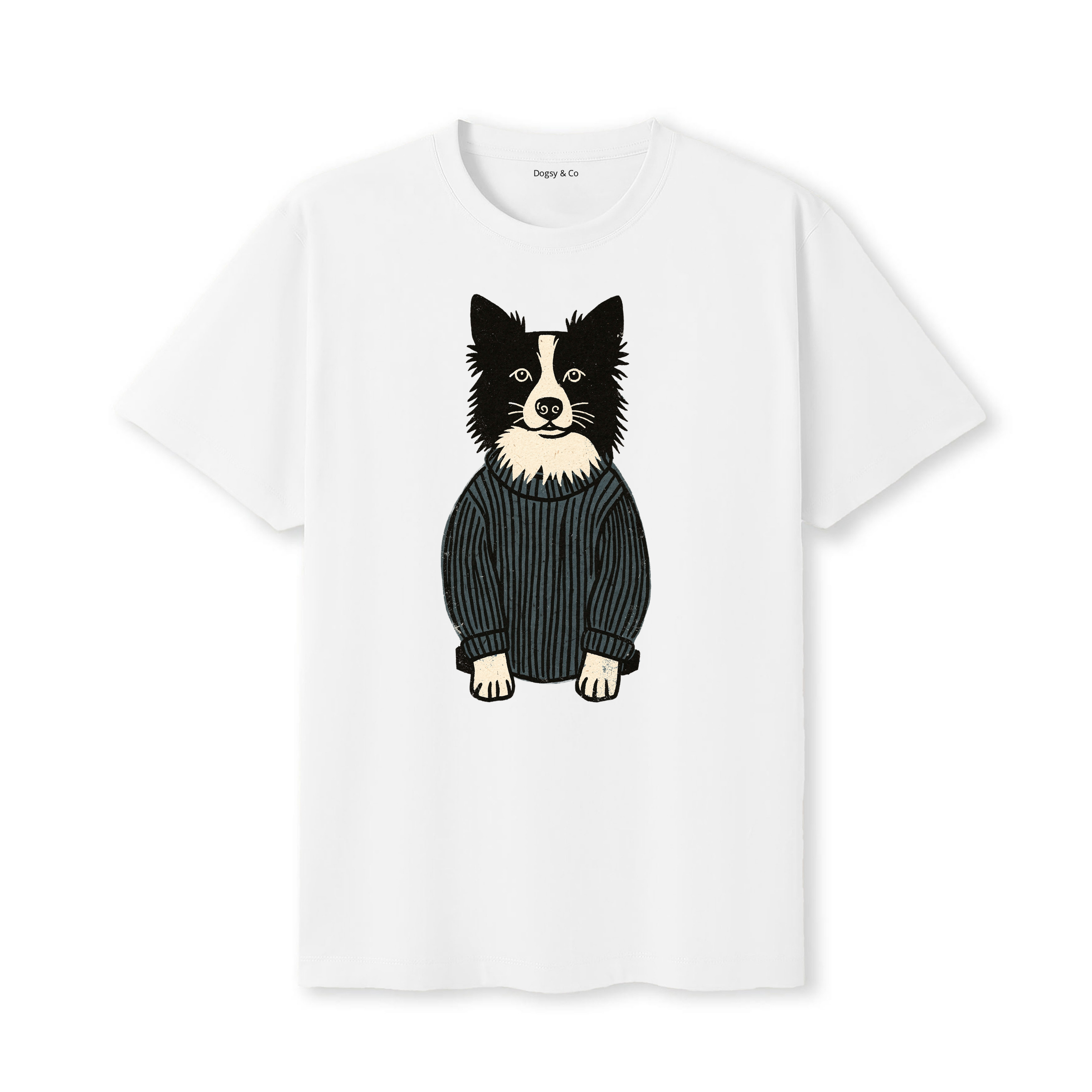 Border Collie Jumper Dog T-Shirt - White