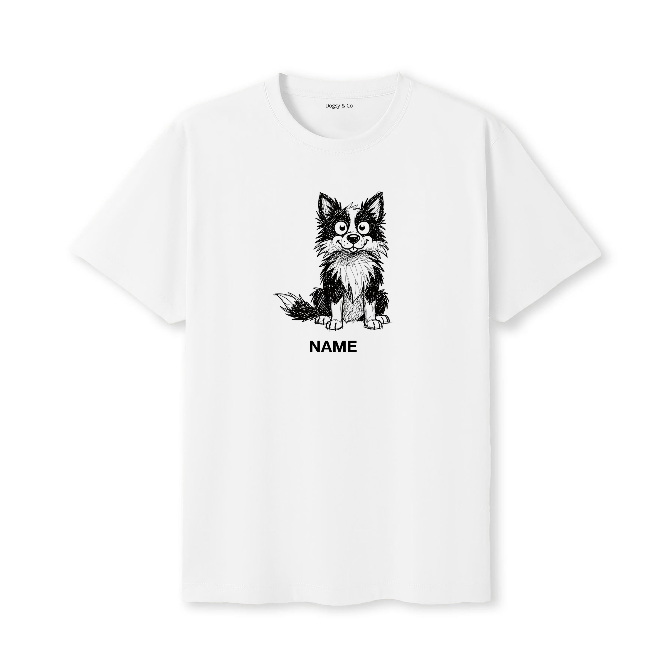 Border Collie Scraggy Dog Custom T-Shirt - White