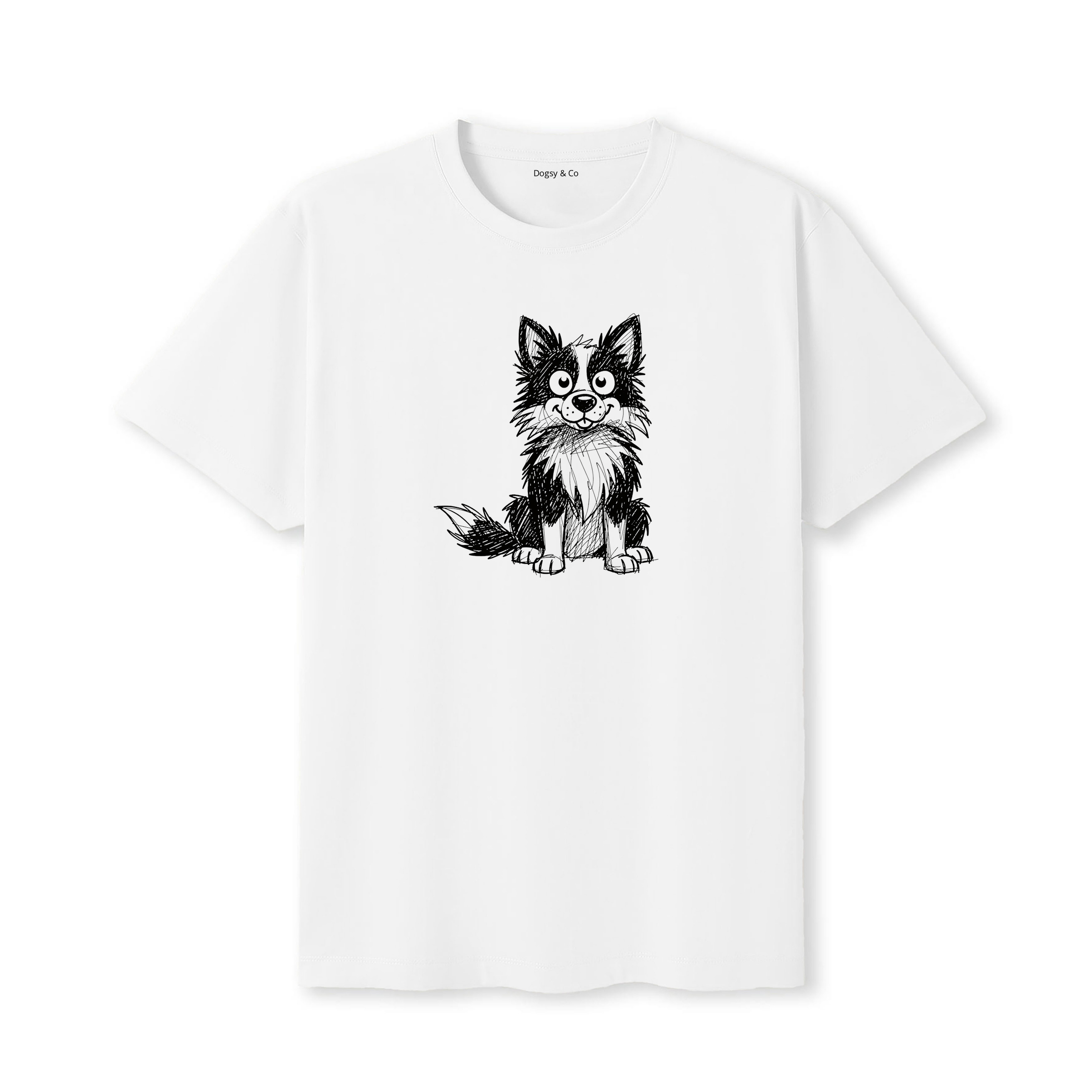 Border Collie Scraggy Dog T-Shirt - White