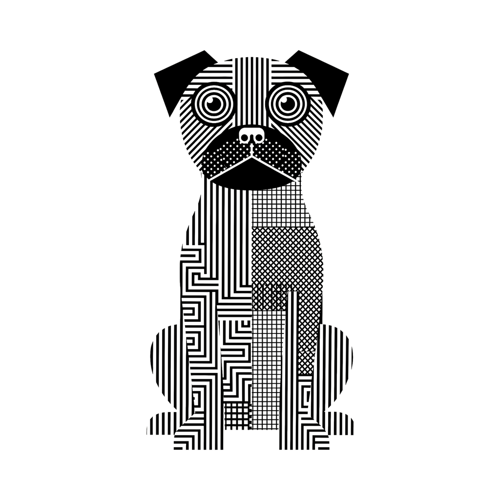 Border Terrier Geometric Line Art - White