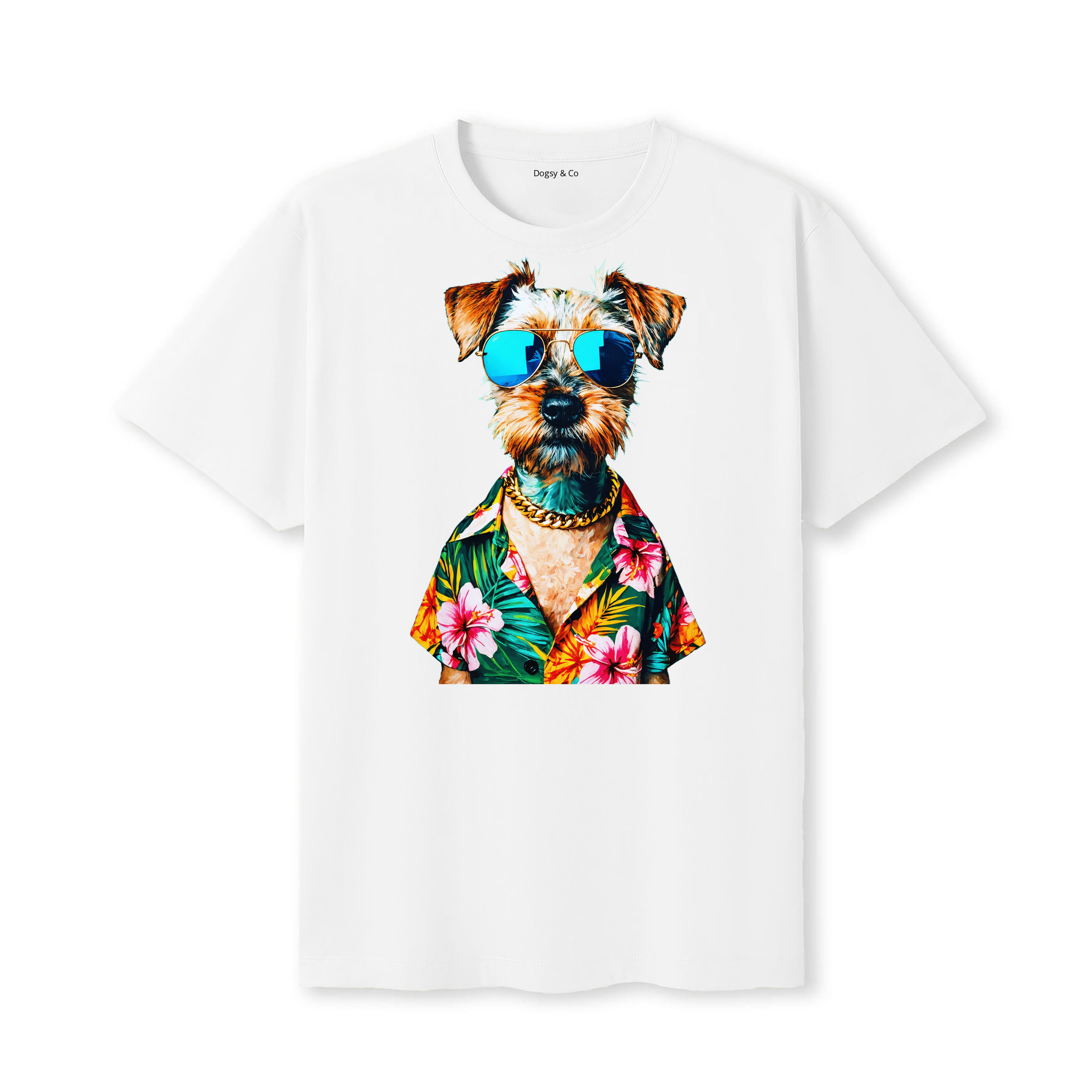 Border Terrier Hawaii Dog T-Shirt - White