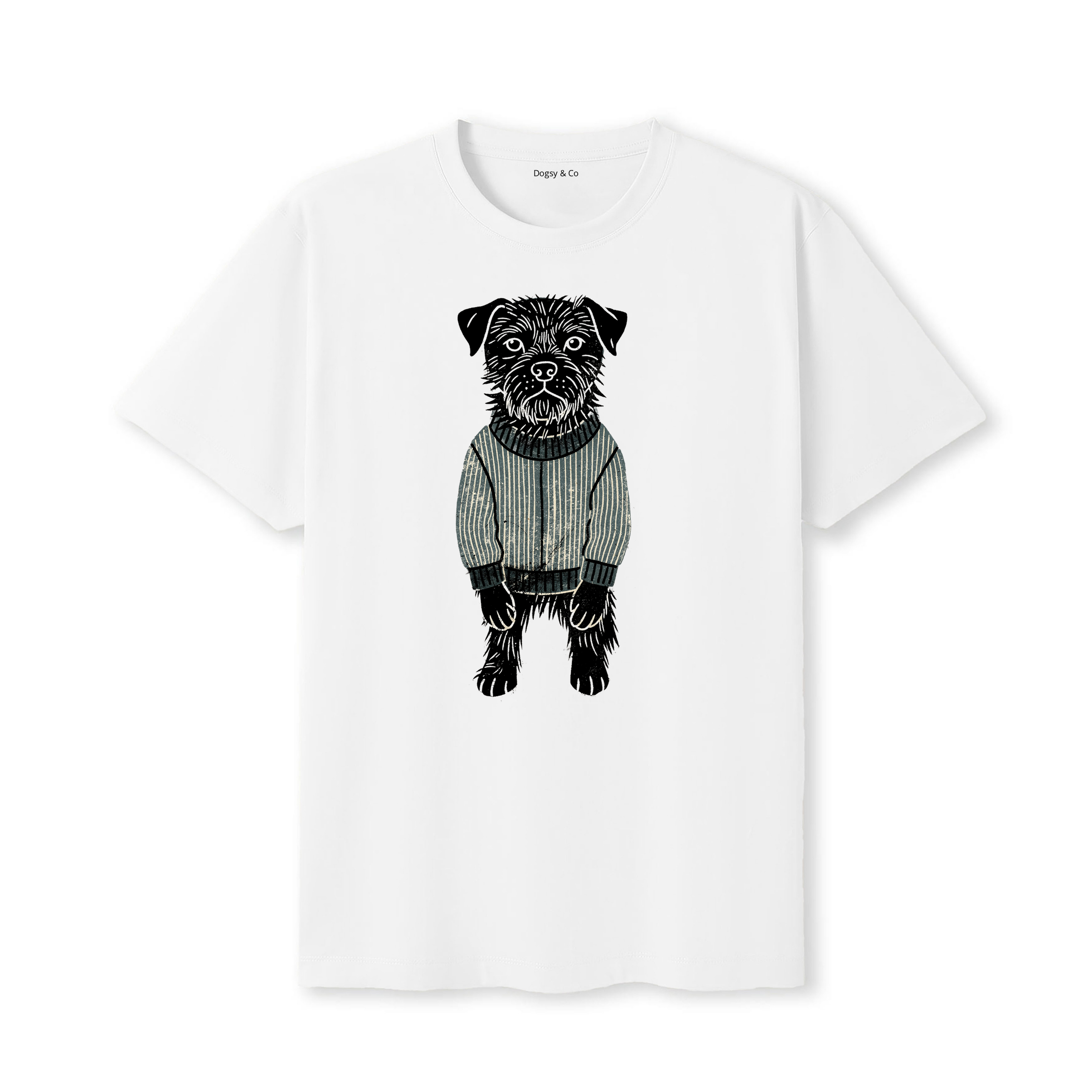 Border Terrier Jumper Dog T-Shirt - White