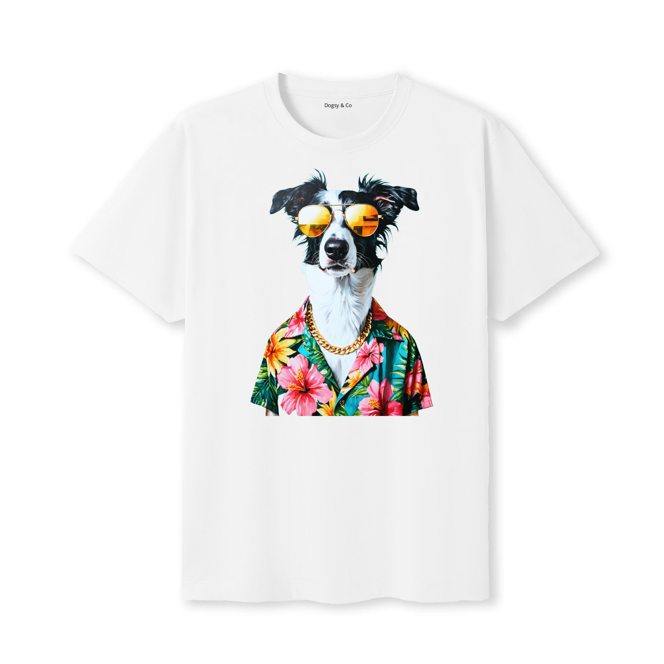 Borzoi Hawaii Dog T-Shirt - White