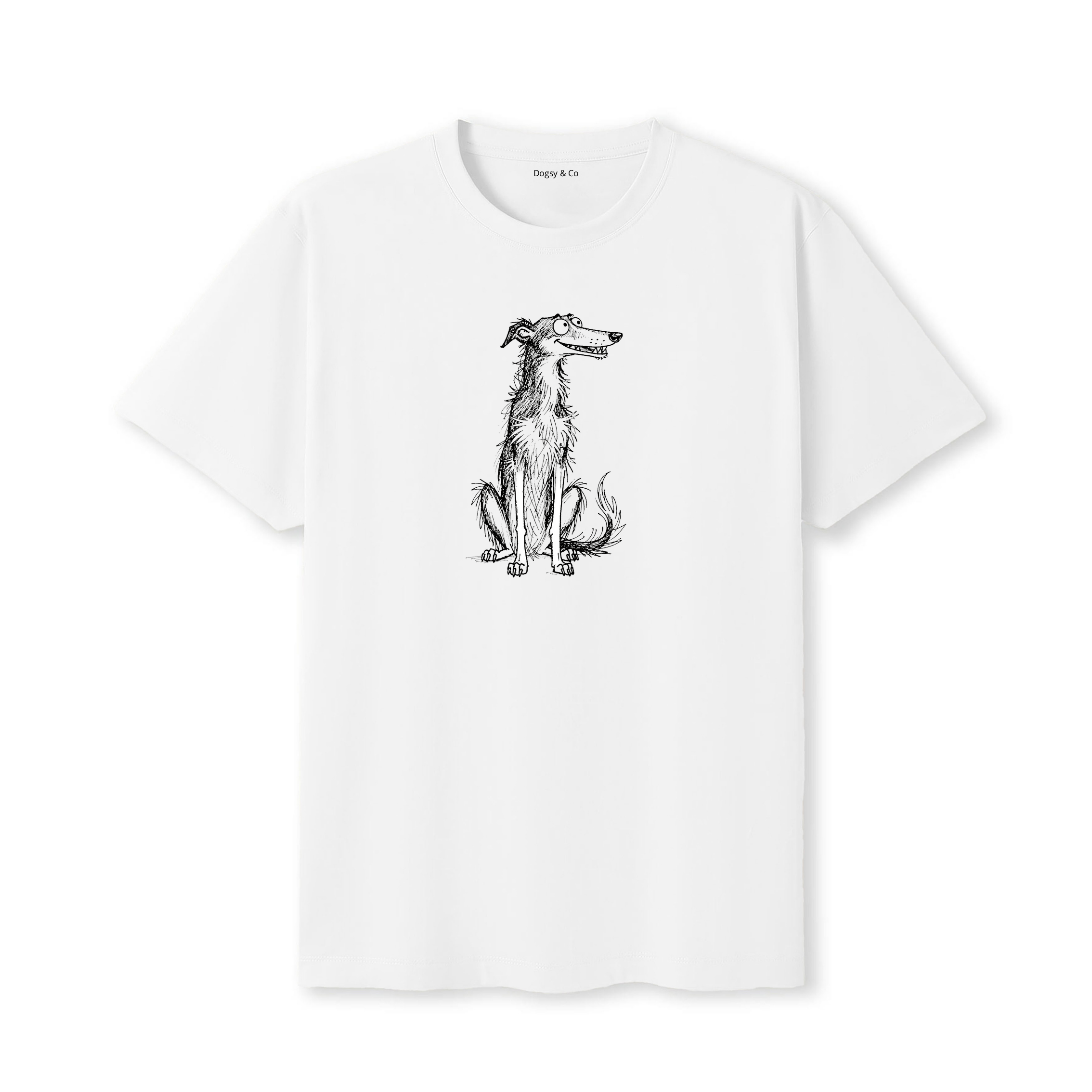 Borzoi Scraggy Dog T-Shirt - White