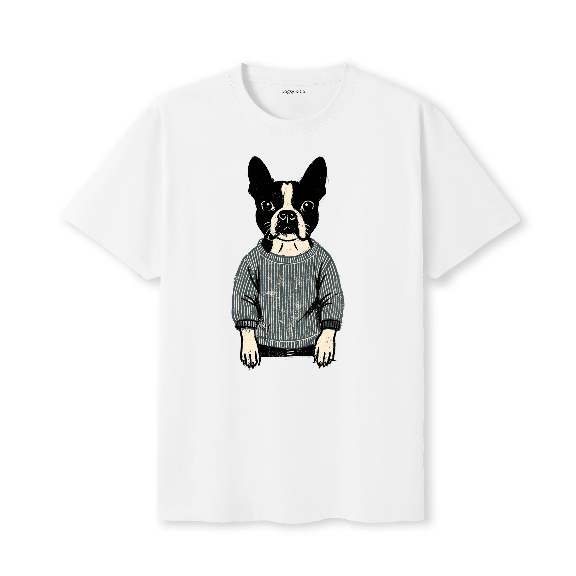 Boston Terrier Jumper Dog T-Shirt - White