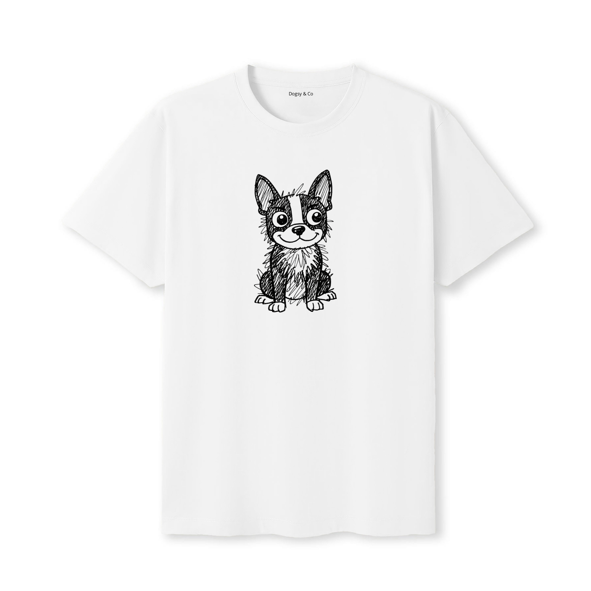Boston Terrier Scraggy Dog T-Shirt - White