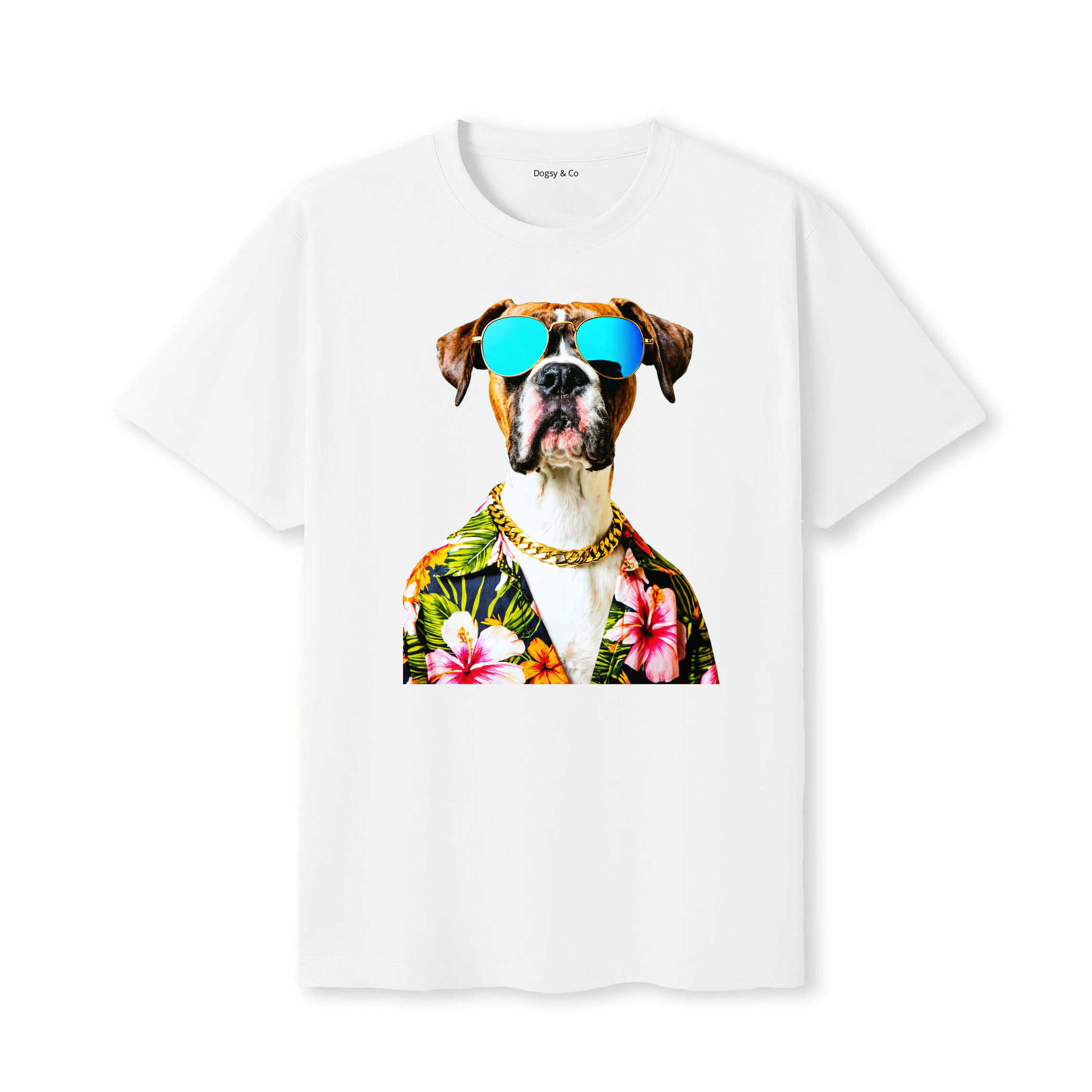 Boxer Hawaii Dog T-Shirt - White