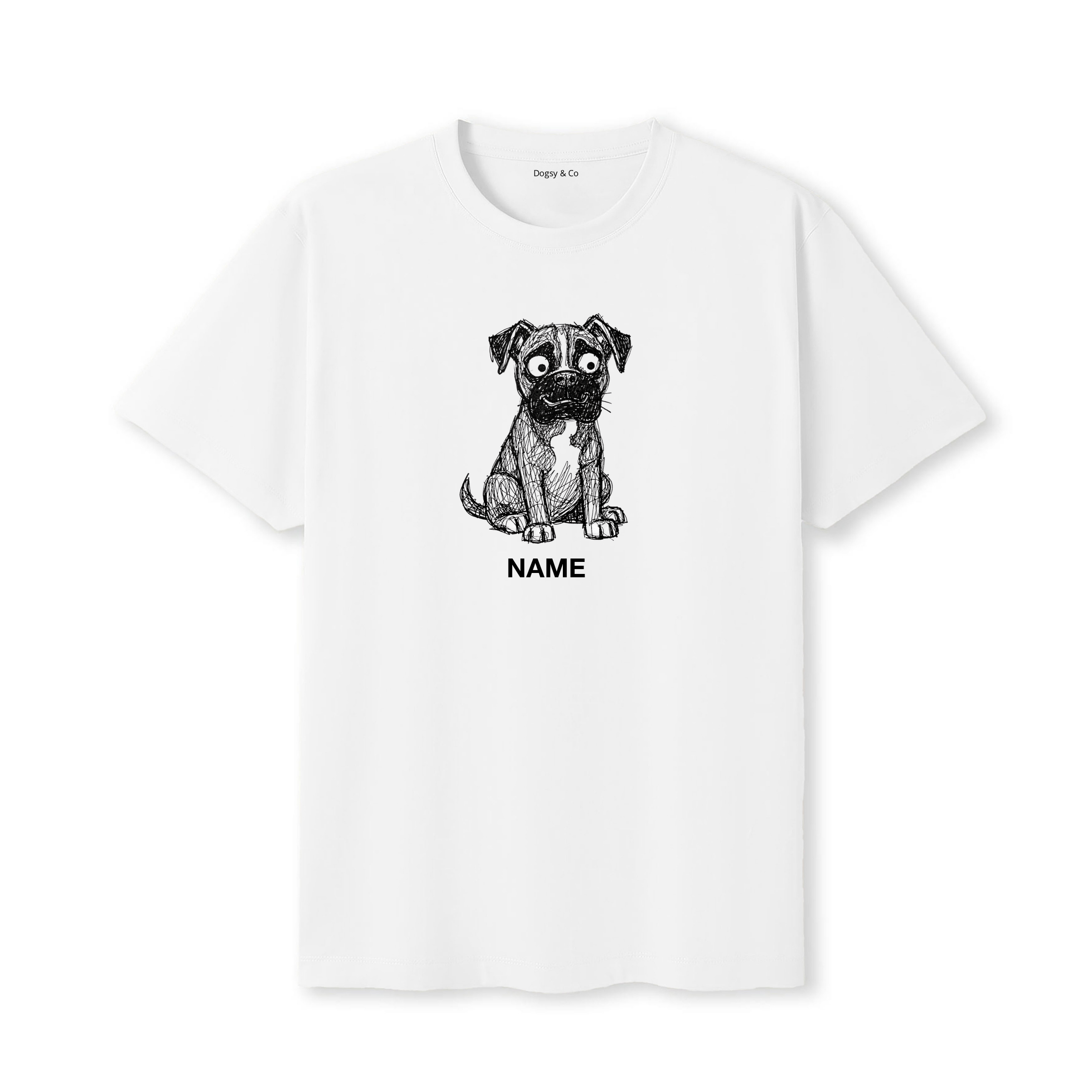 Boxer Scraggy Dog Custom T-Shirt - White