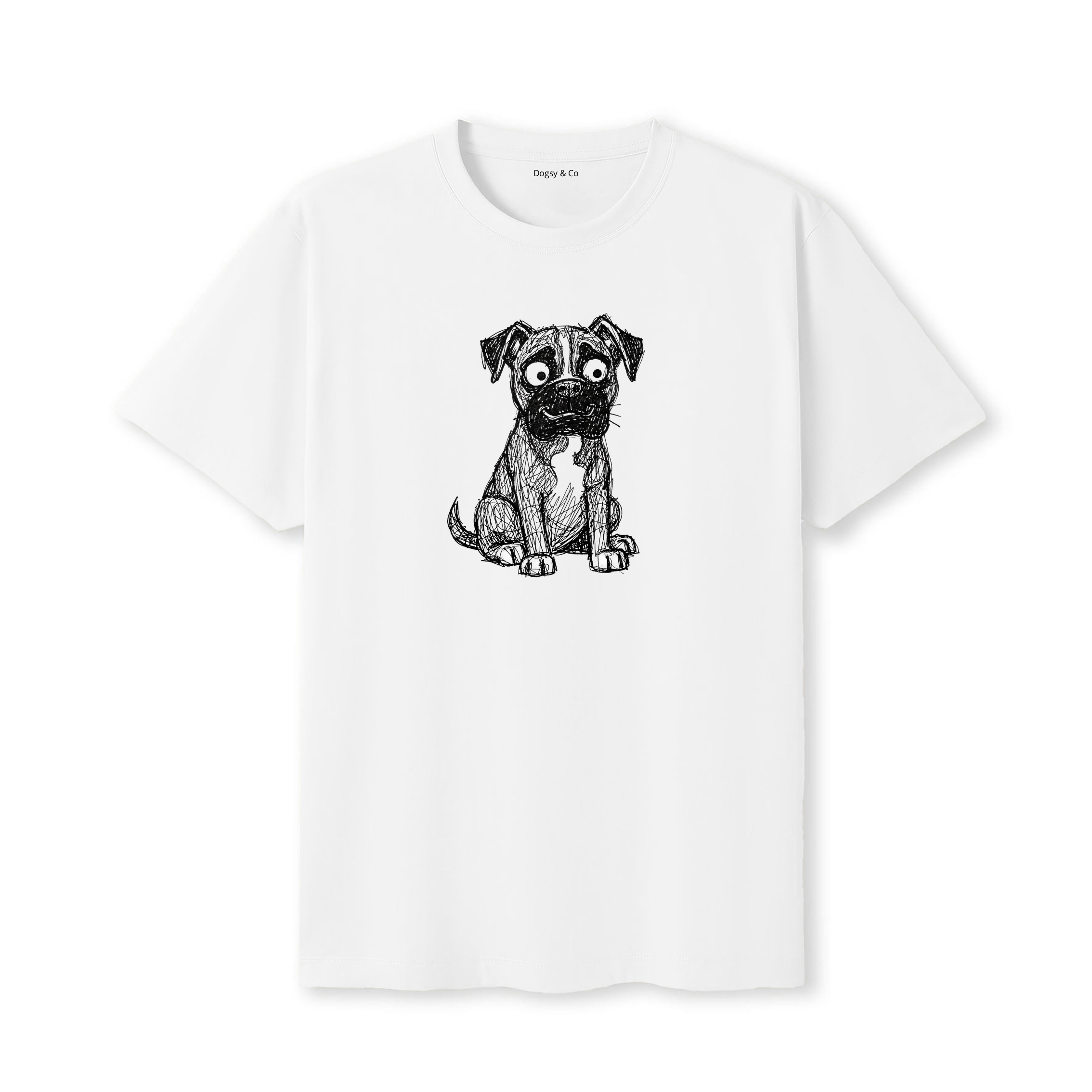 Boxer Scraggy Dog T-Shirt - White