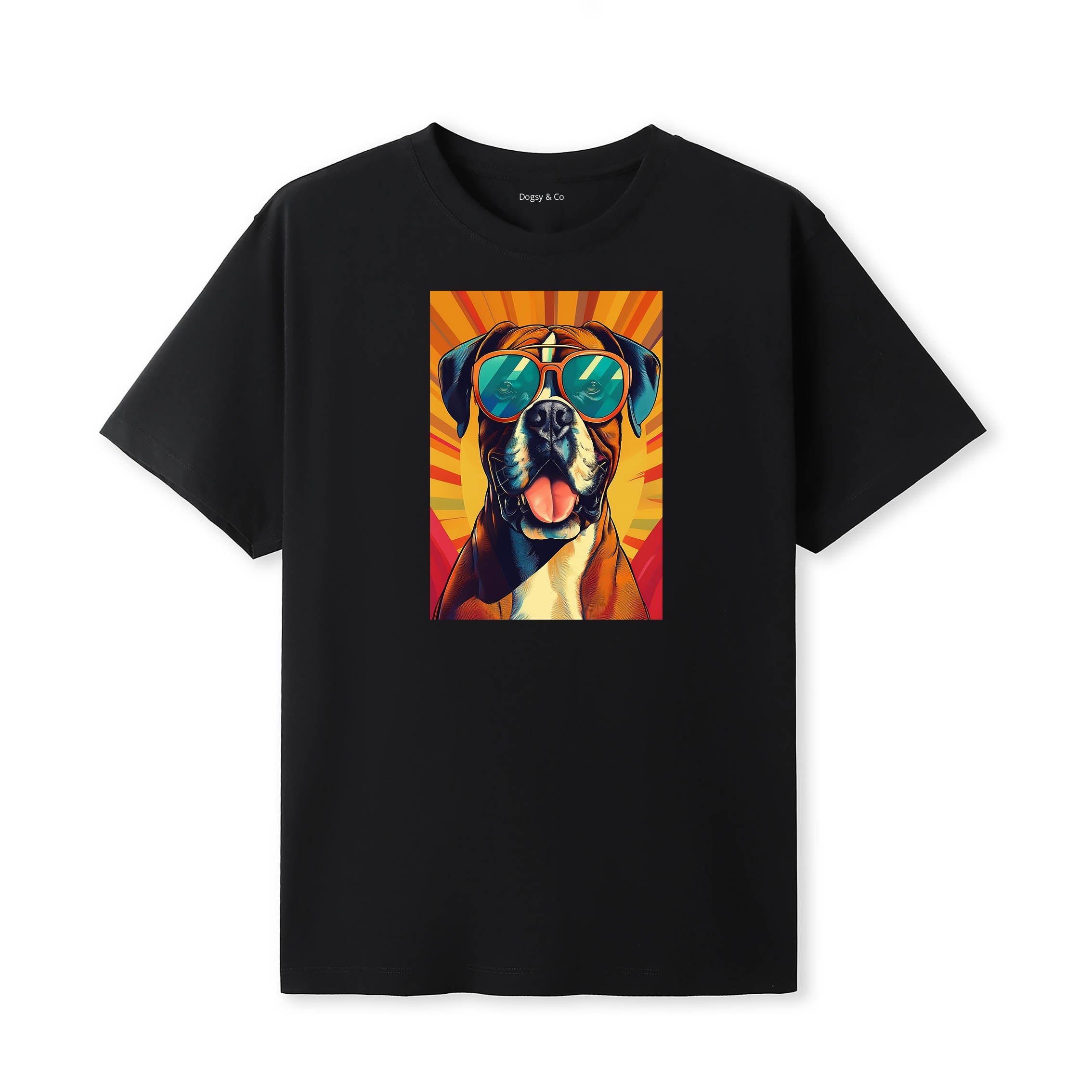 Boxer Sunnies Dog T-Shirt V1 Black