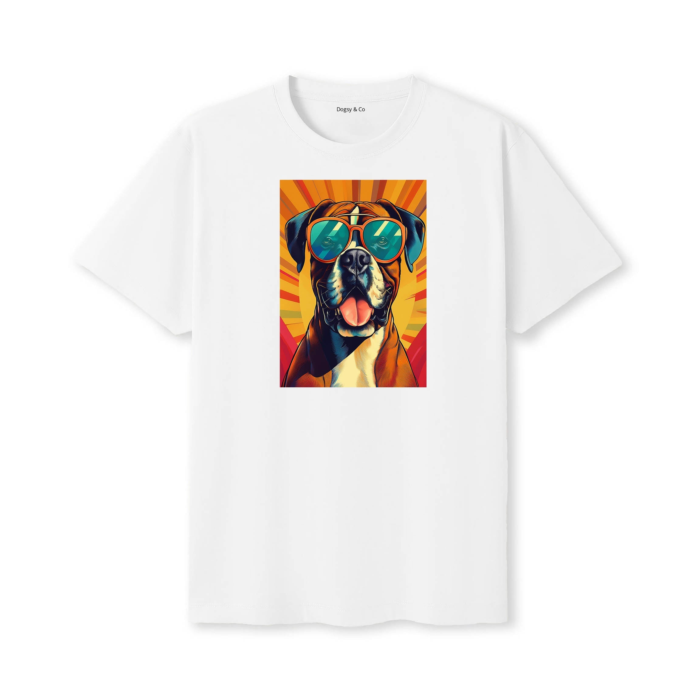 Boxer Sunnies Dog T-Shirt V1 White
