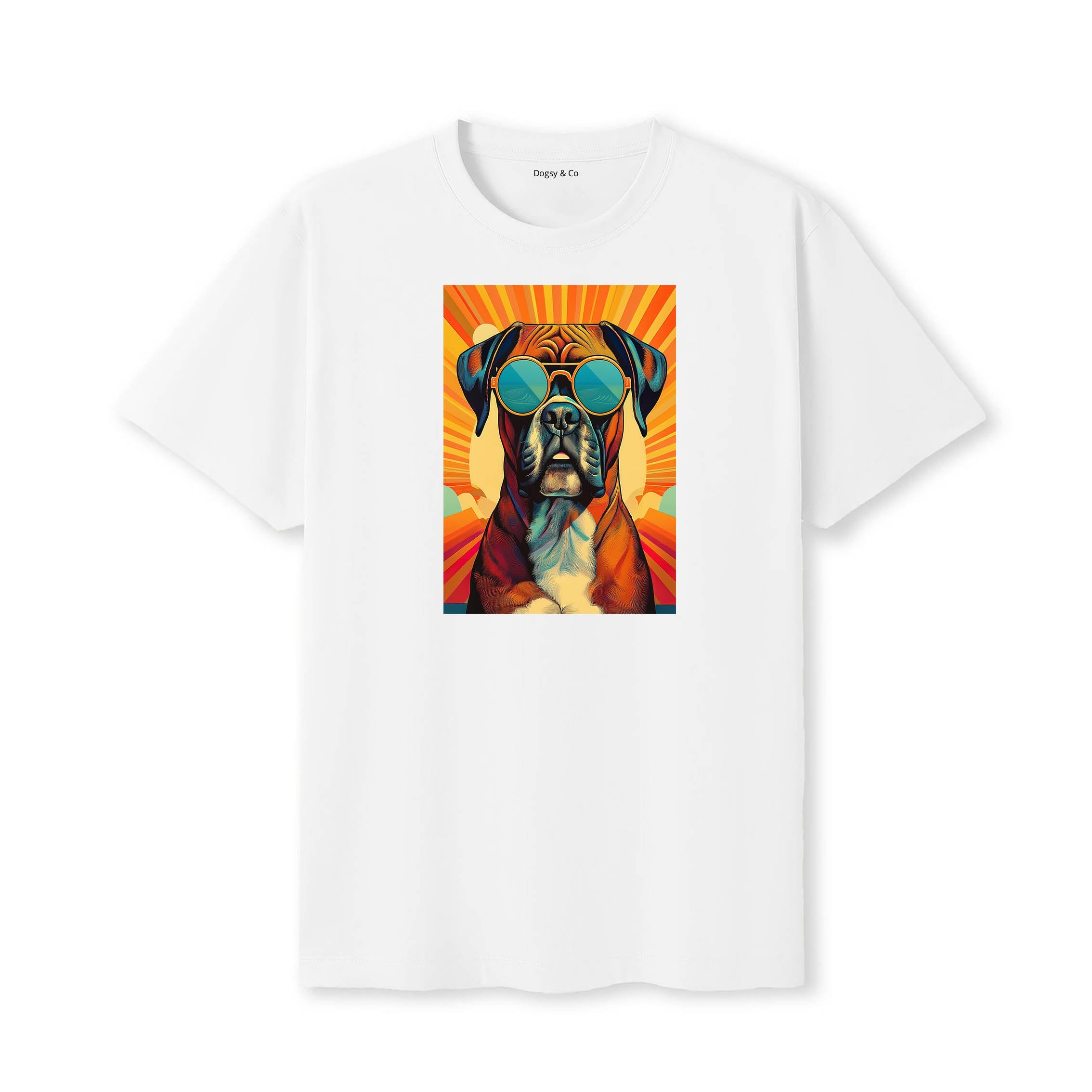 Boxer Sunnies Dog T-Shirt V2 White