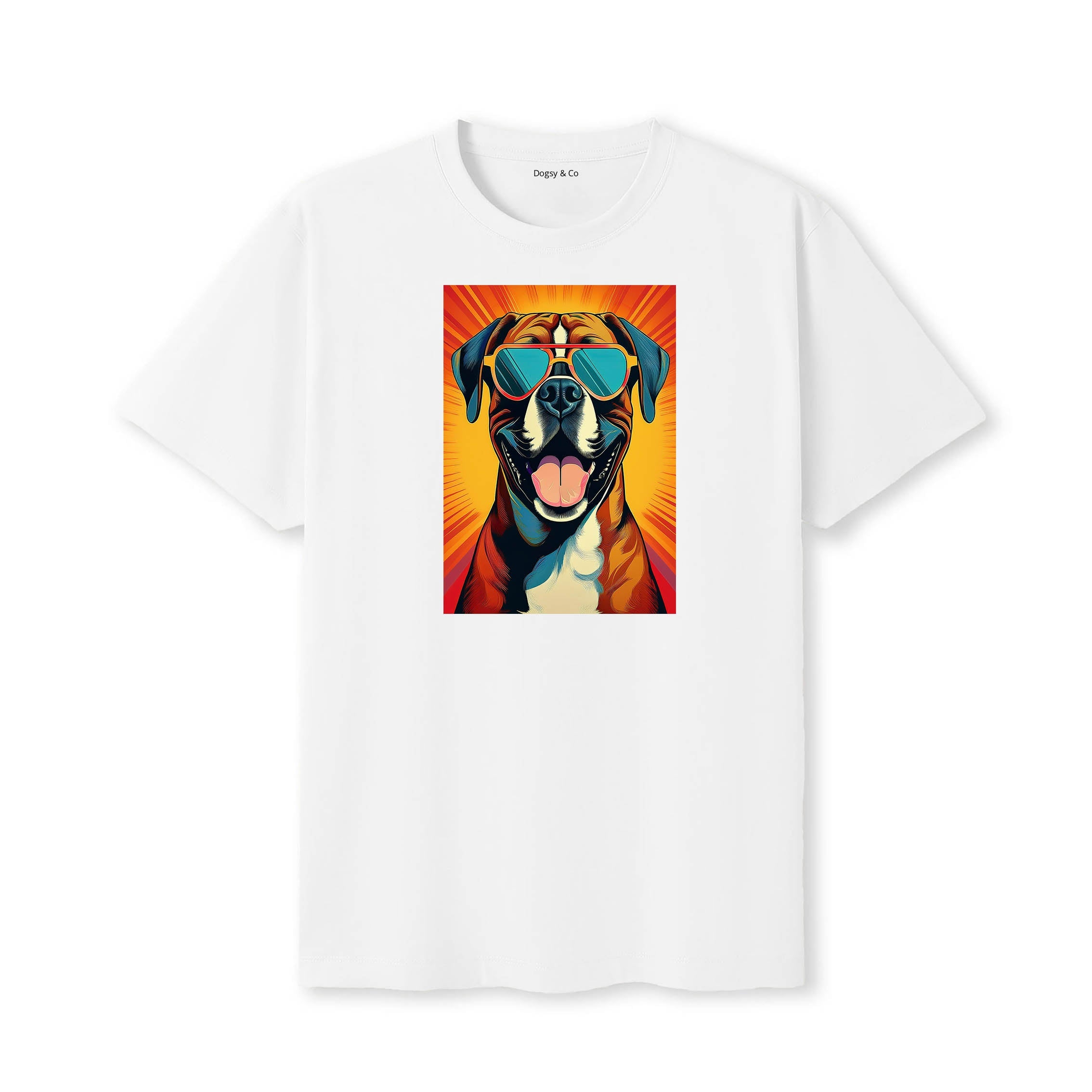 Boxer Sunnies Dog T-Shirt V4 White