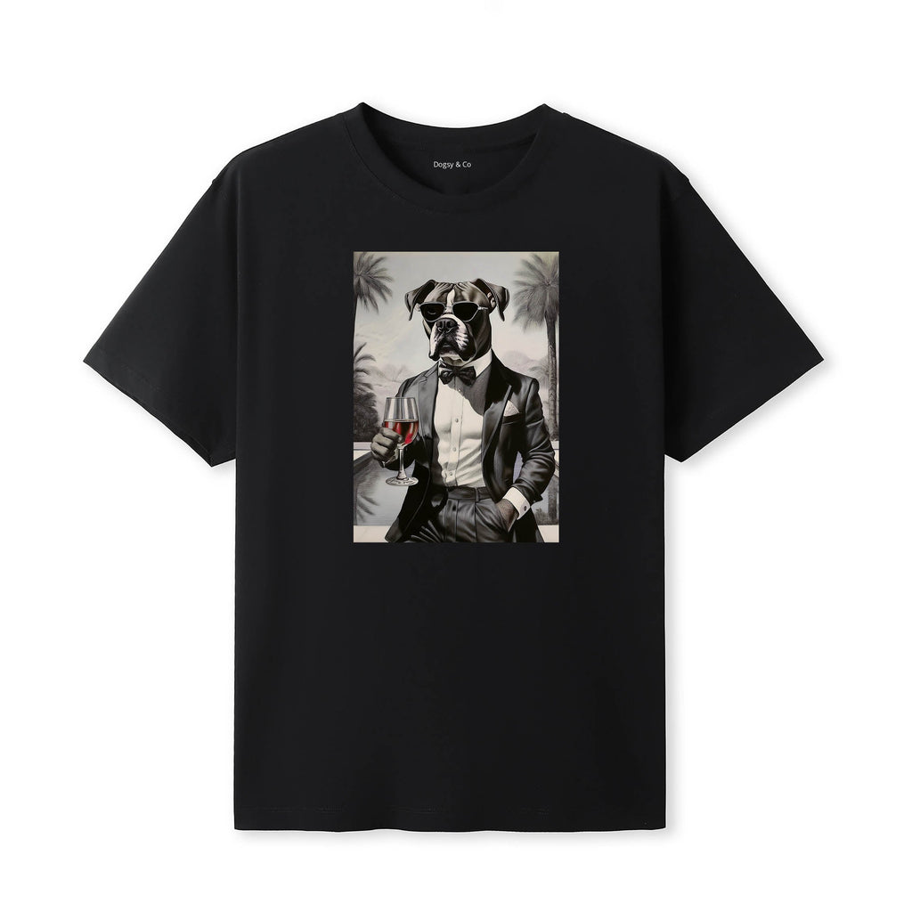 Boxer distinguished gentleman dog t-shirt - black
