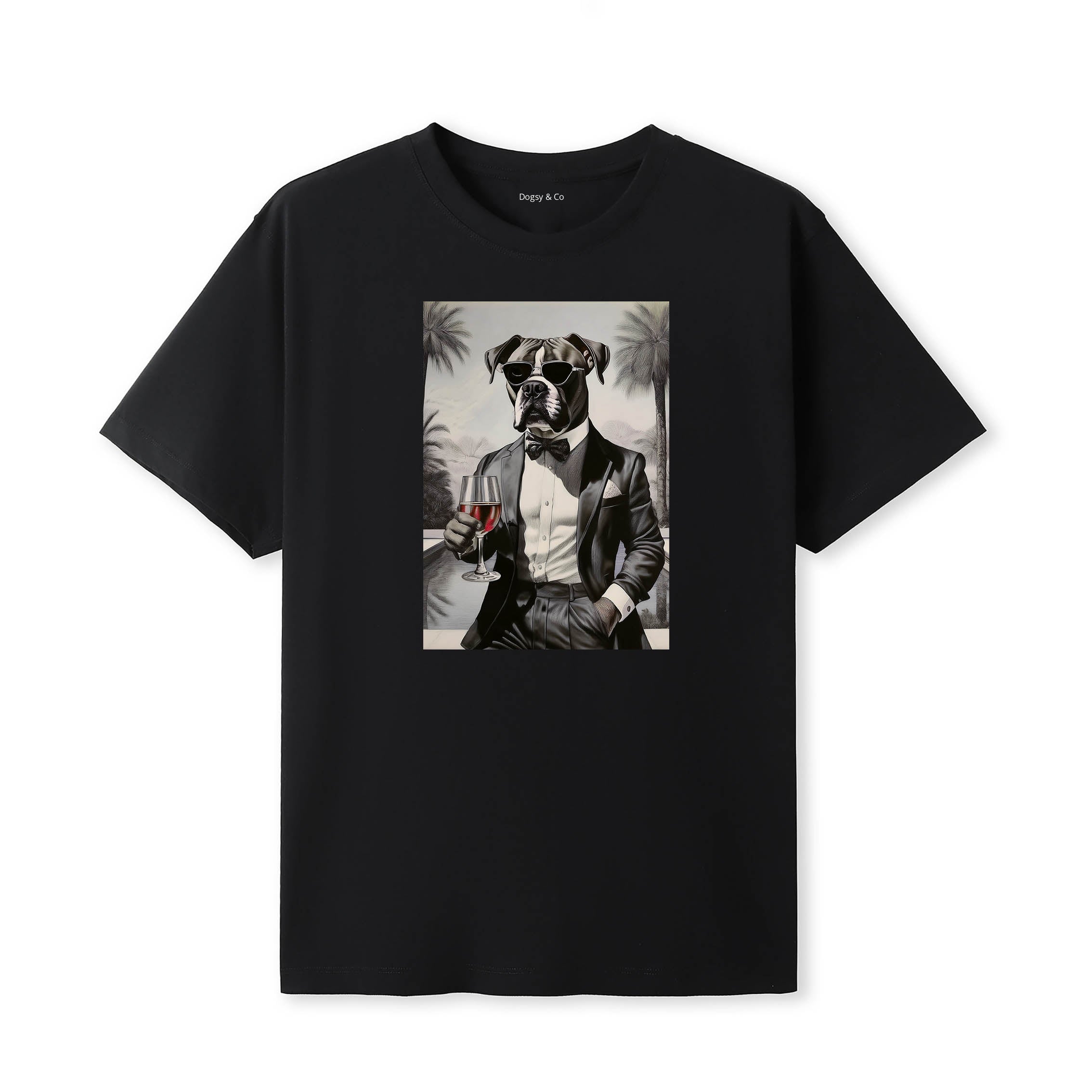Boxer distinguished gentleman dog t-shirt - black
