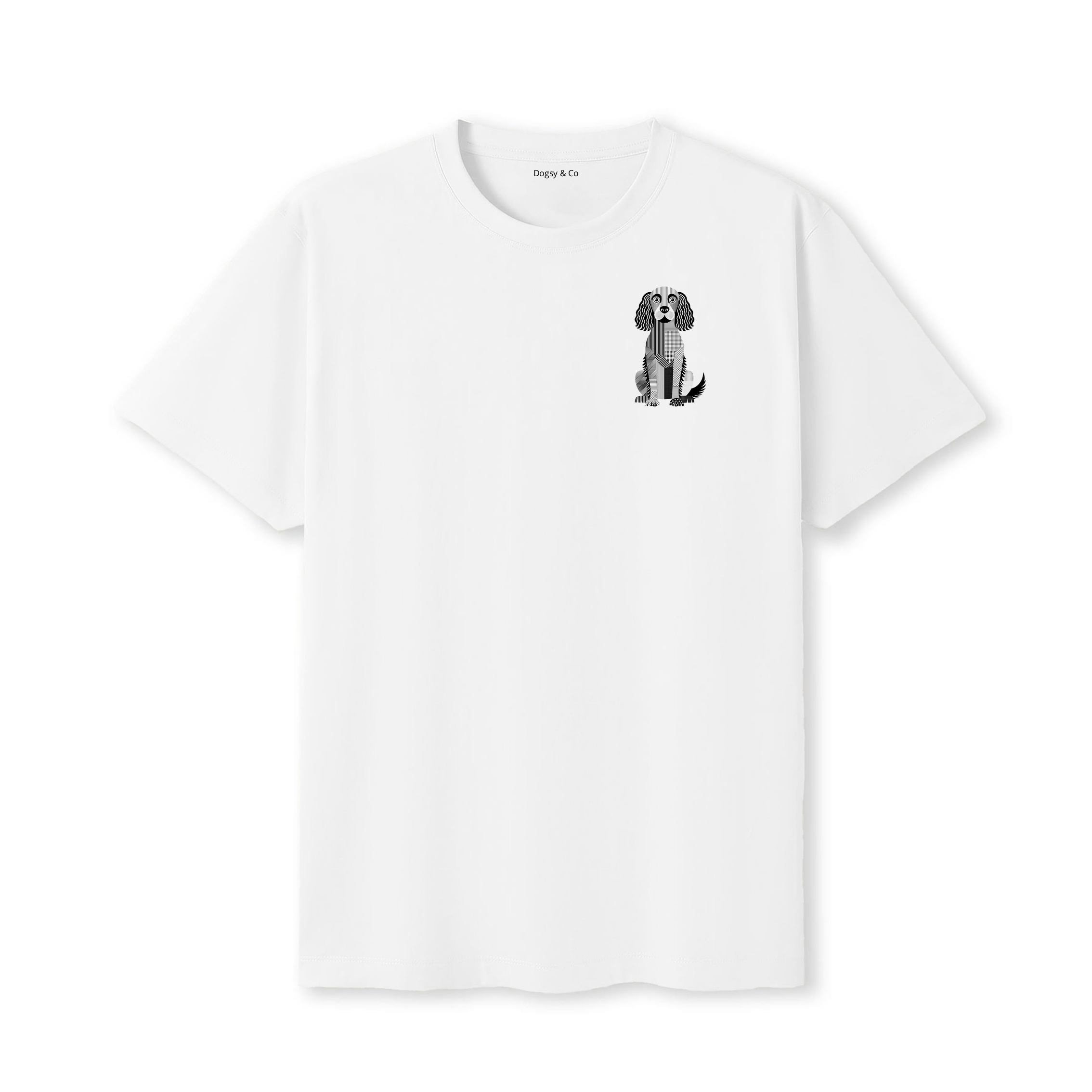 Boykin Spaniel Geometric Line T-Shirt - White