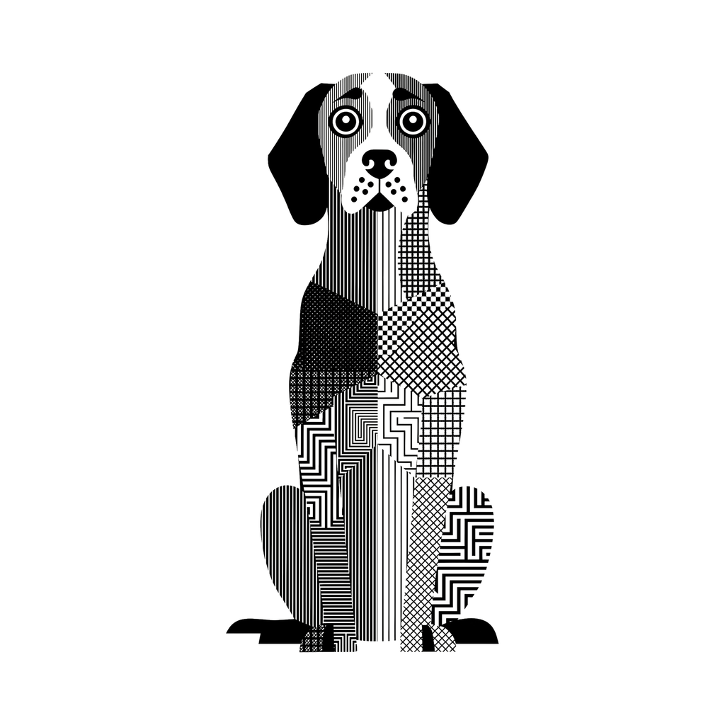 Bracco Italiano Geometric Line Art - White