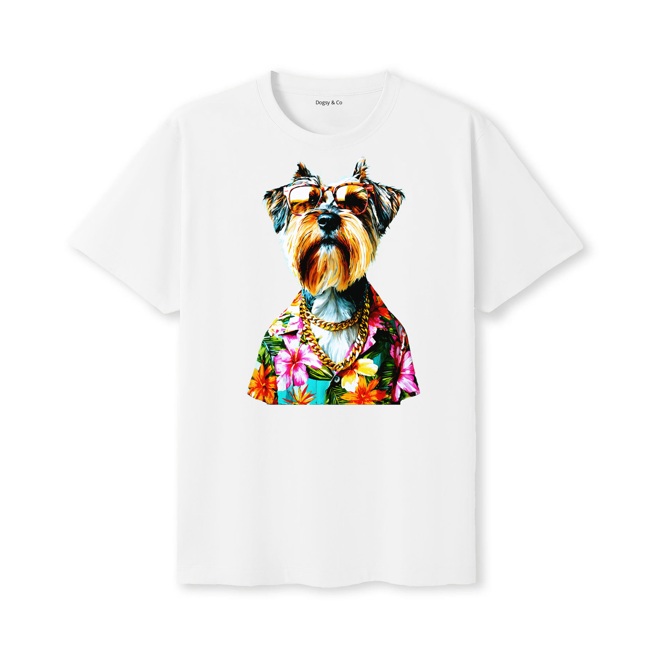 Briard Hawaii Dog T-Shirt - White