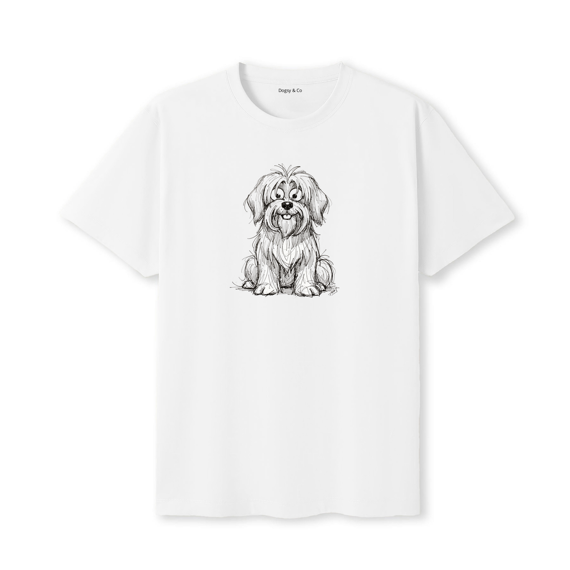 Briard Scraggy Dog T-Shirt - White