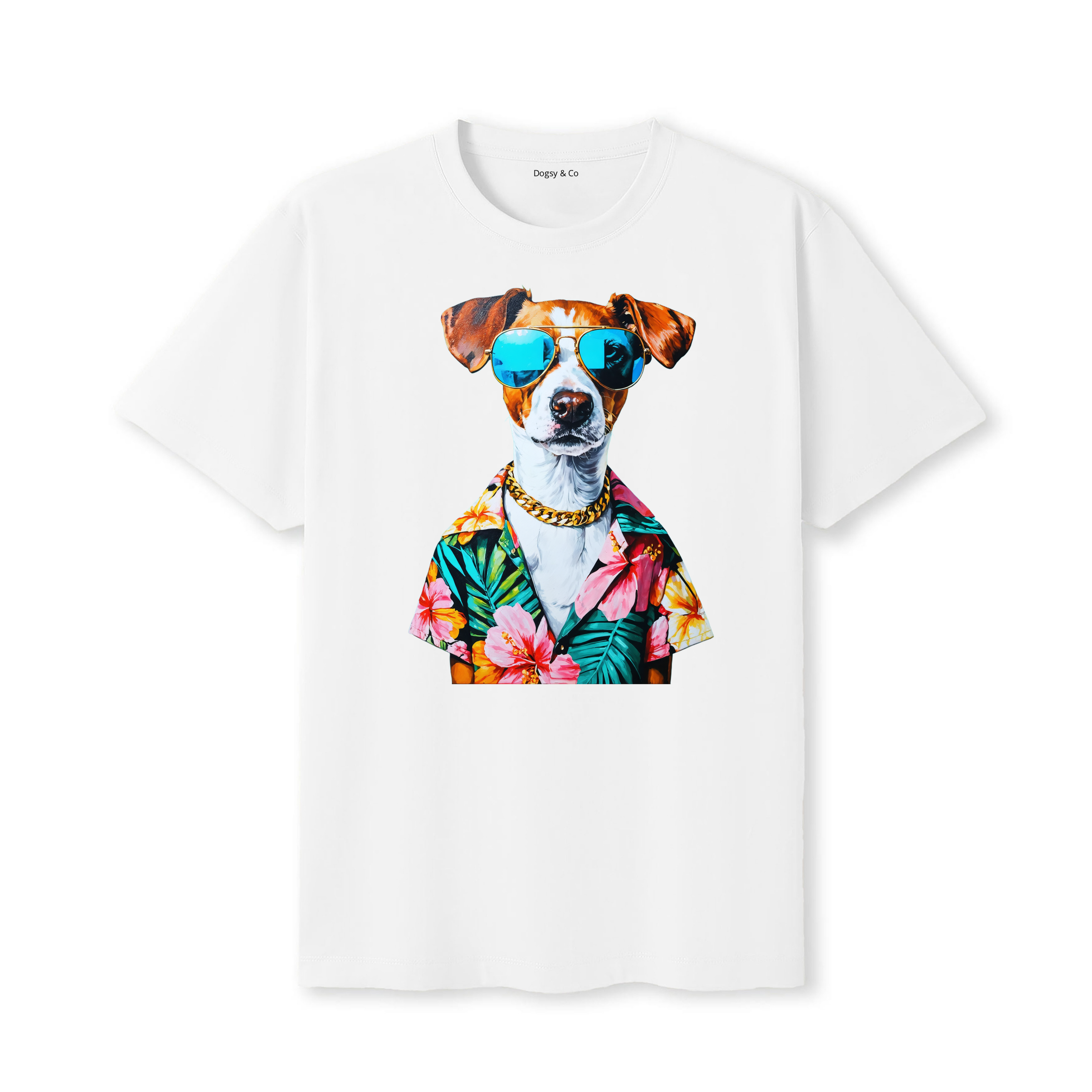 Brittany Hawaii Dog T-Shirt - White