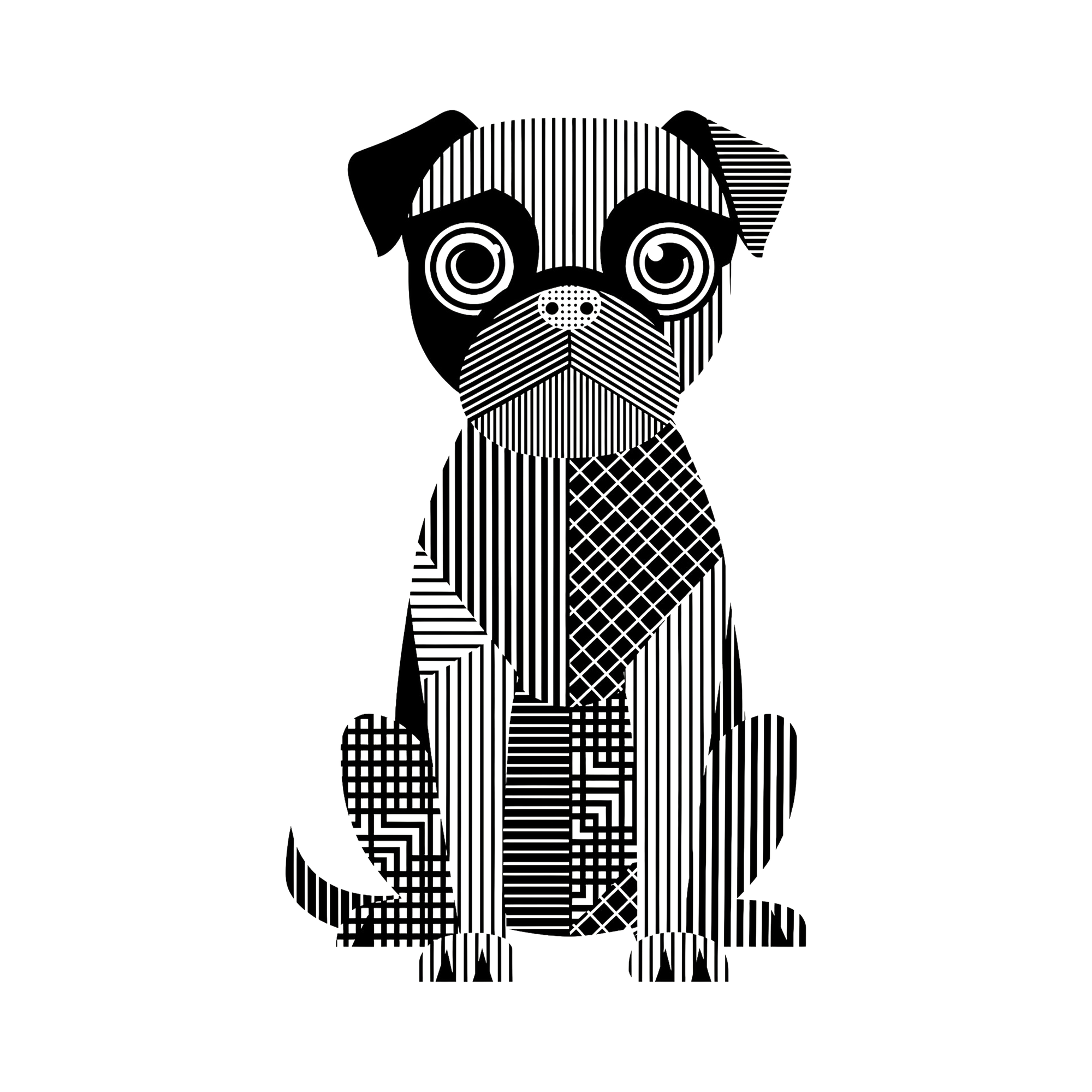Brussels Griffon Geometric Line Art - White