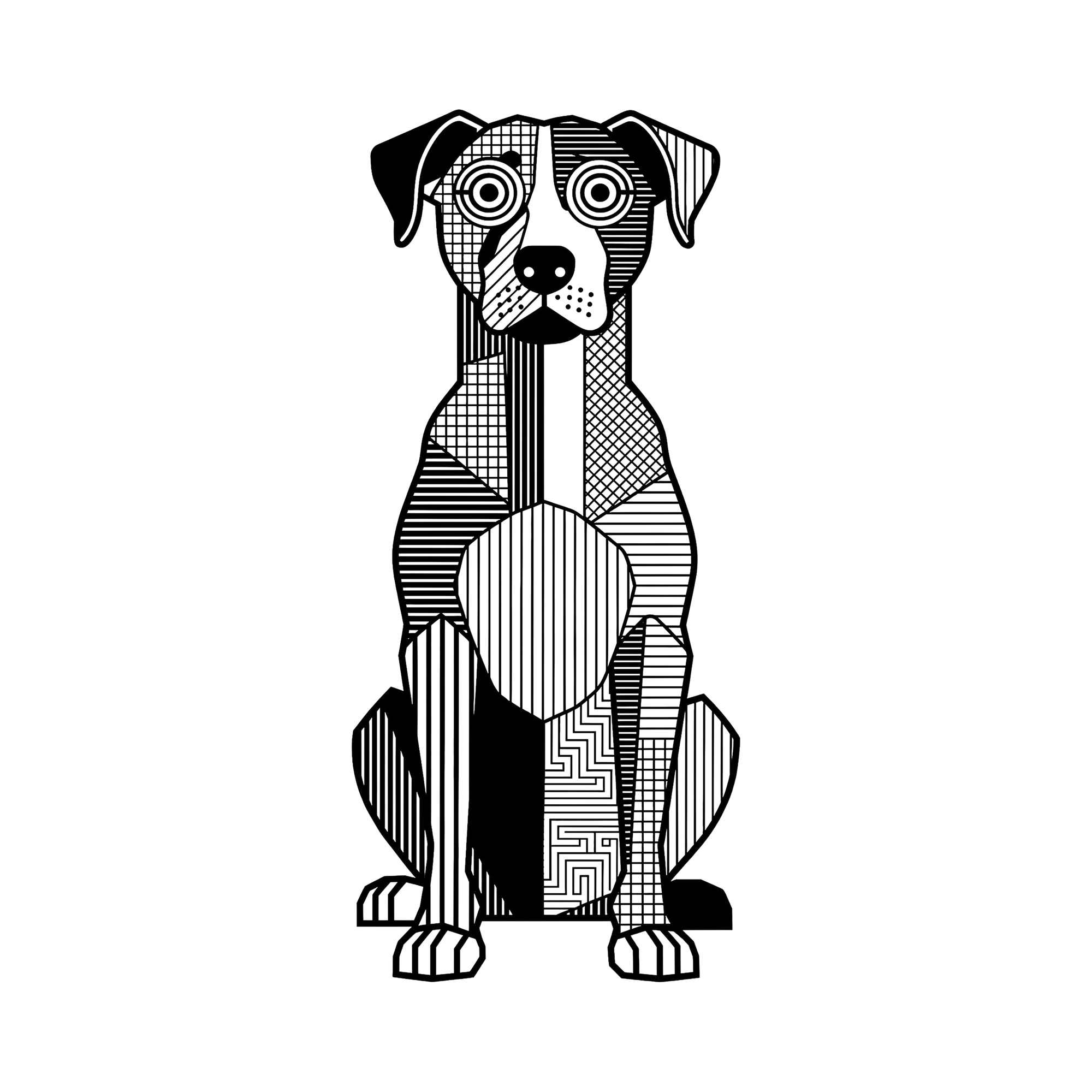 Bull Arab Geometric Line Art - White