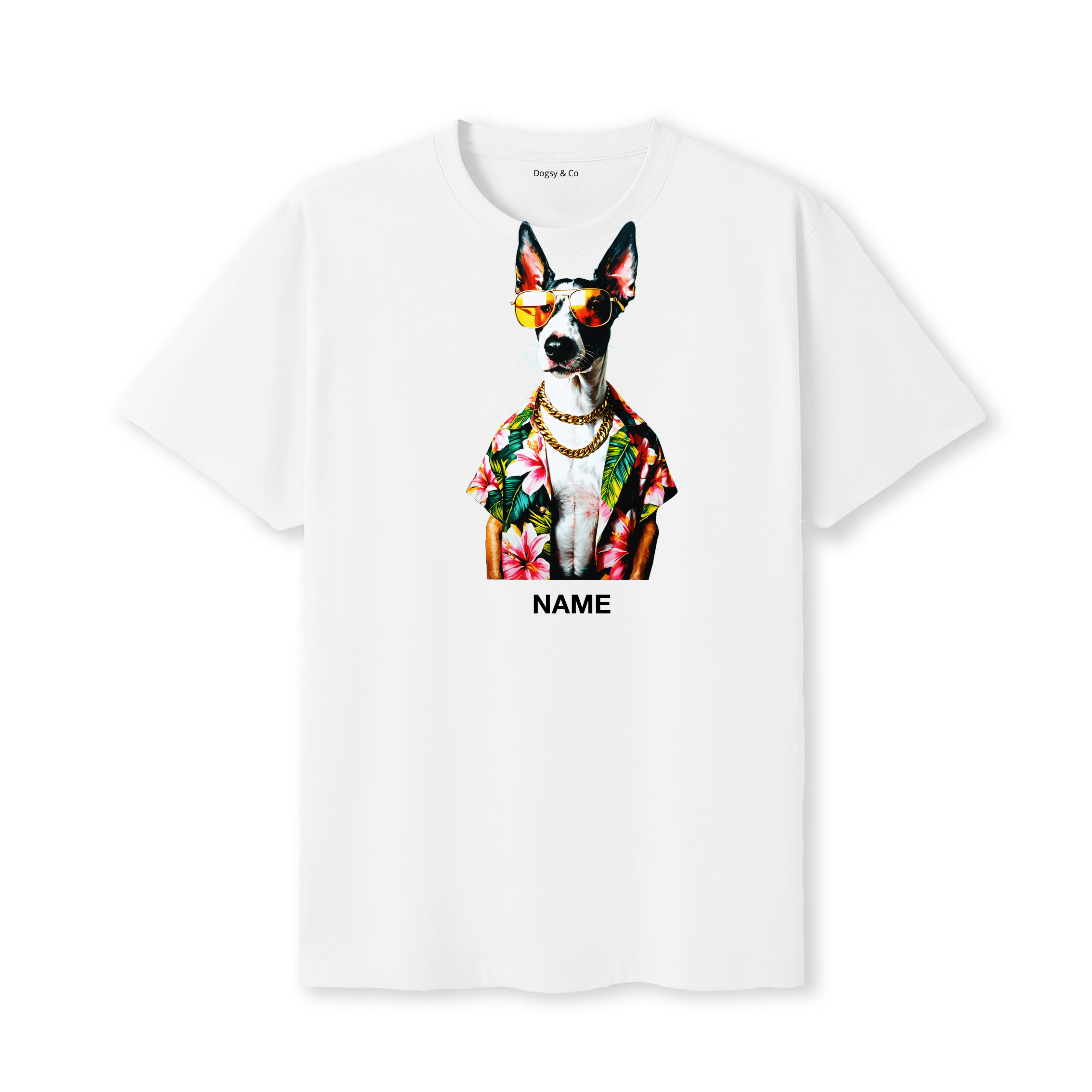 Bull Terrier Hawaii Dog Custom T-Shirt - White