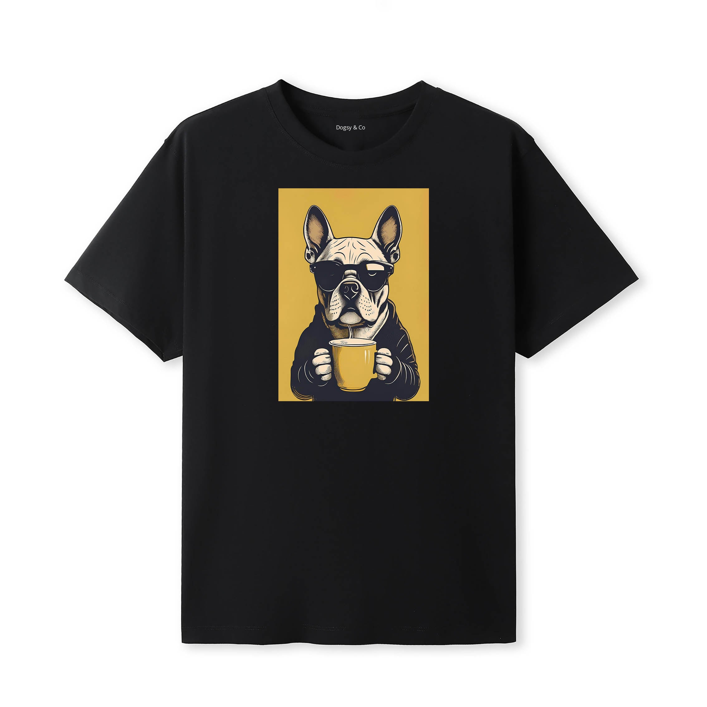 Bulldog Coffee Dog T-Shirt V2 Black