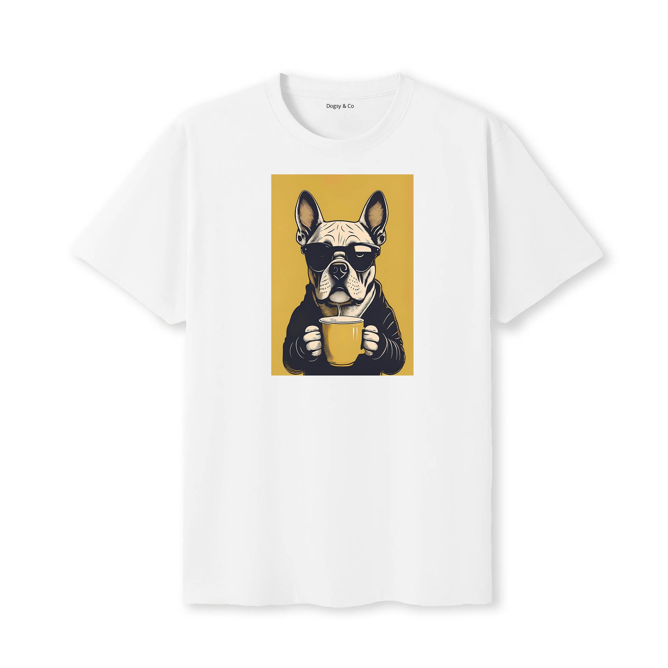 Bulldog Coffee Dog T-Shirt V2 White