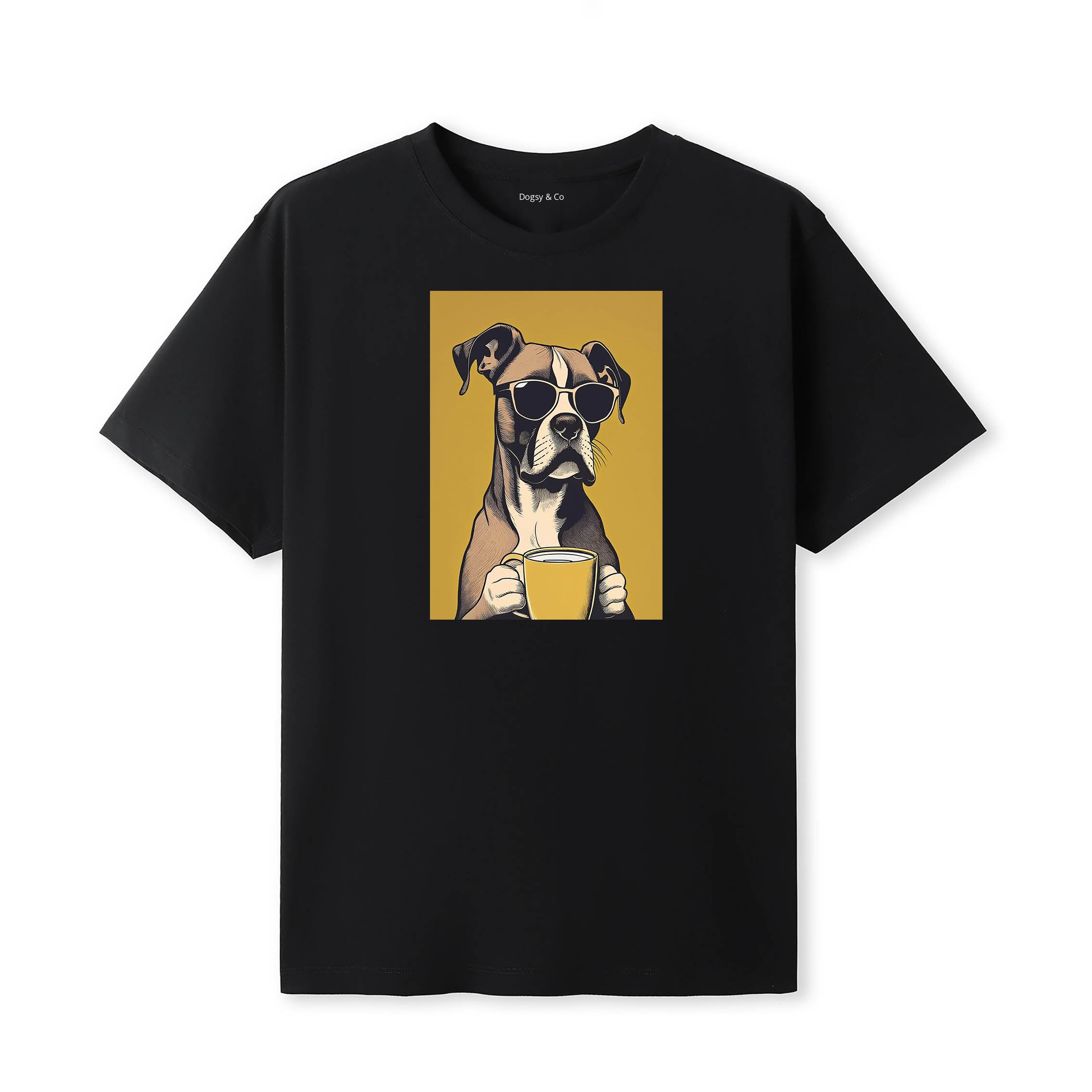 Bulldog Coffee Dog T-Shirt V5 Black