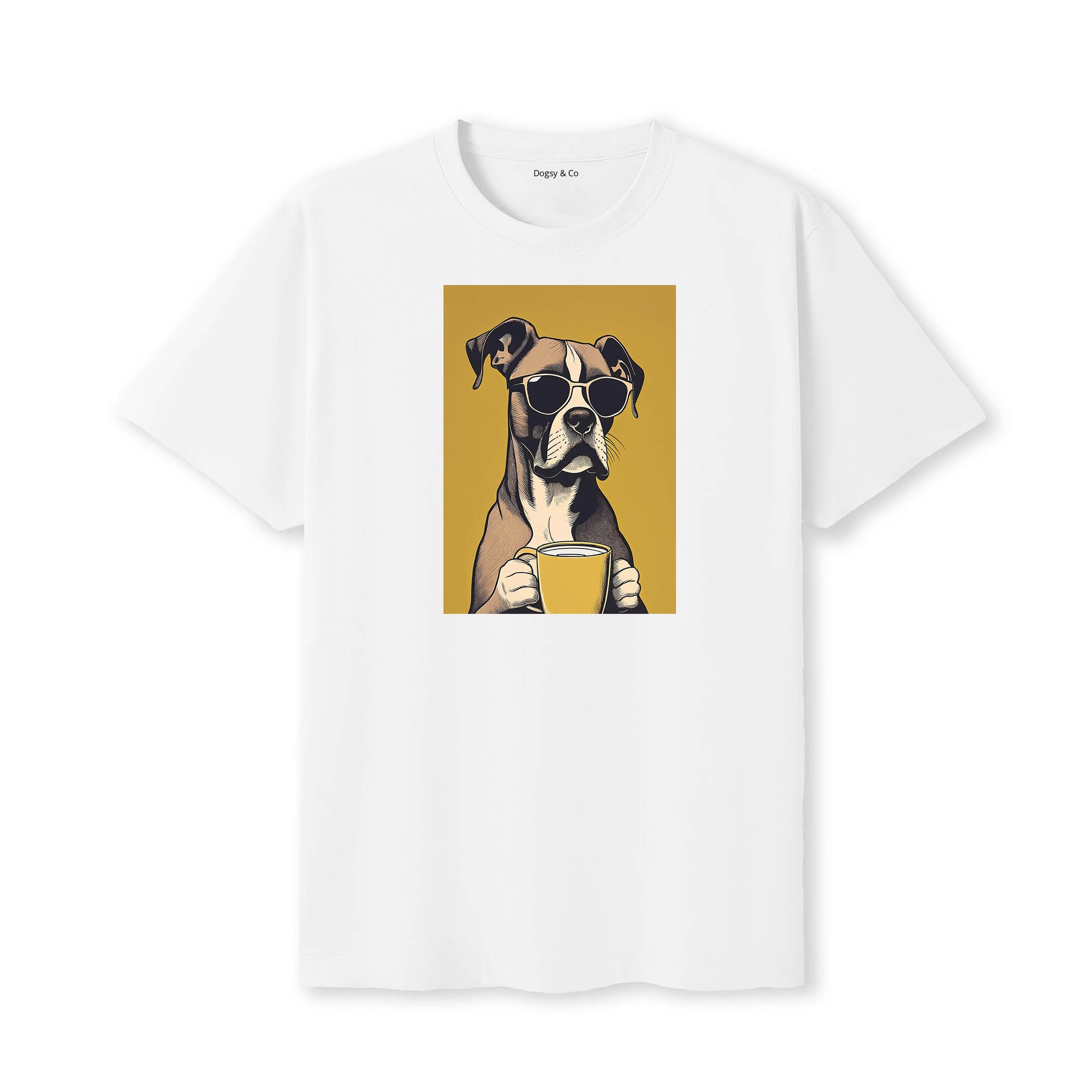 Bulldog Coffee Dog T-Shirt V5 White