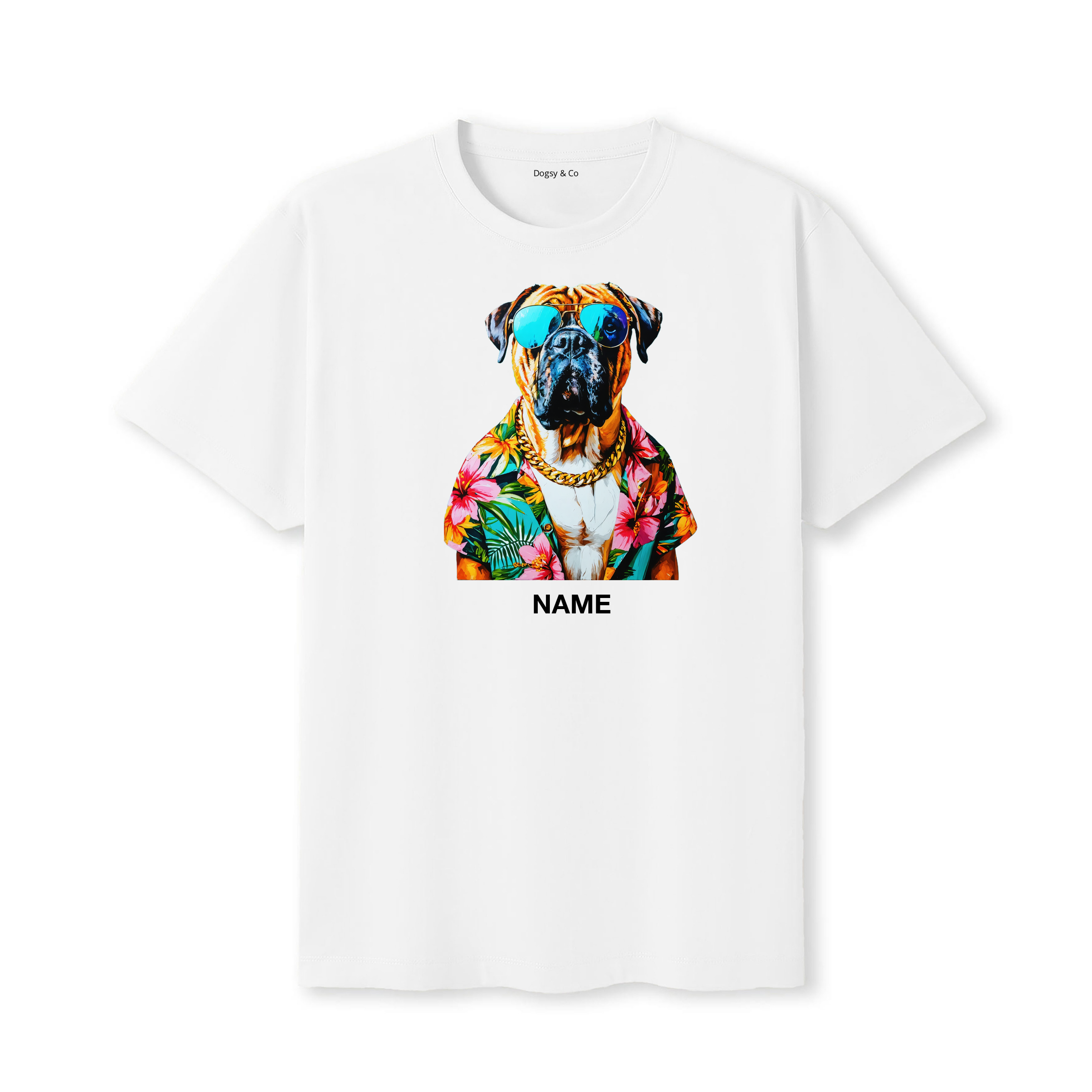Bullmastiff Hawaii Dog Custom T-Shirt - White