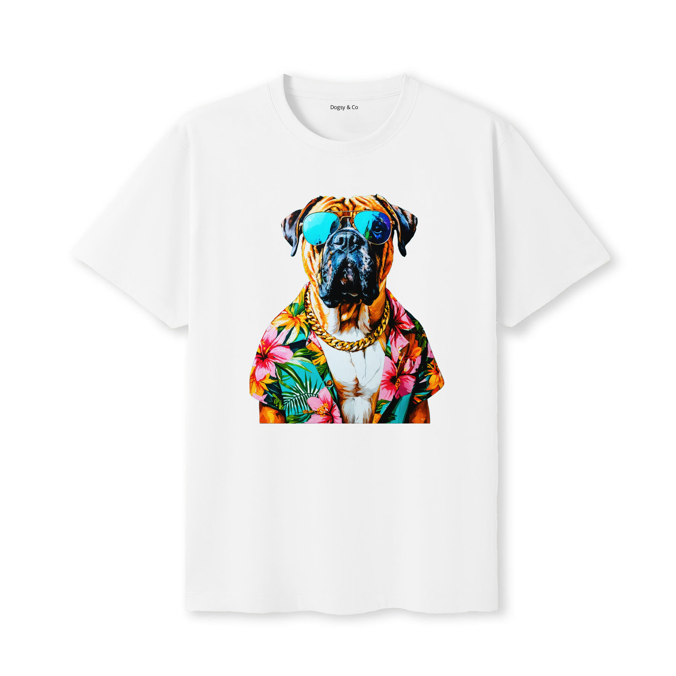 Bullmastiff Hawaii Dog T-Shirt - White