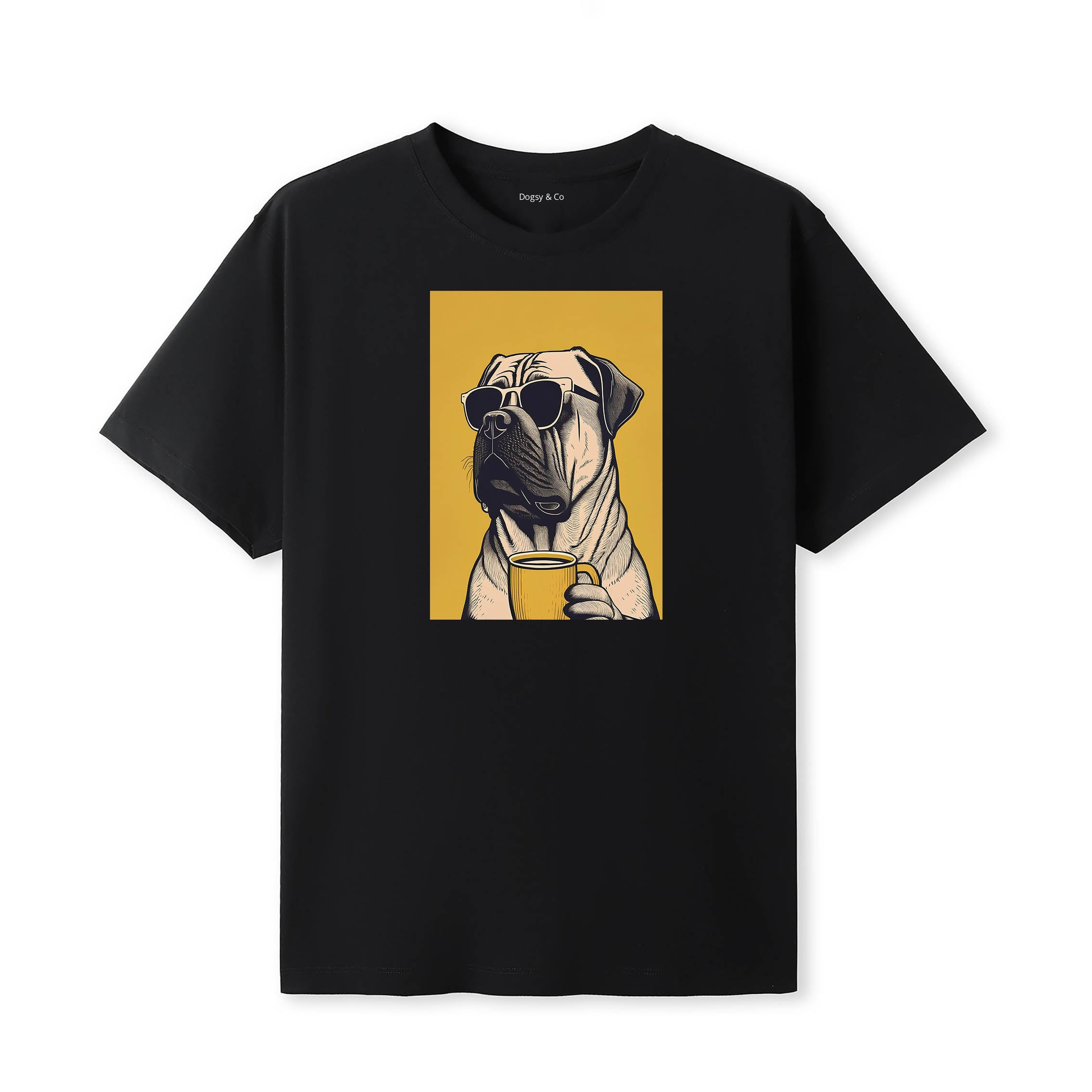 Bullmastiff Coffee Dog T-Shirt V2 Black