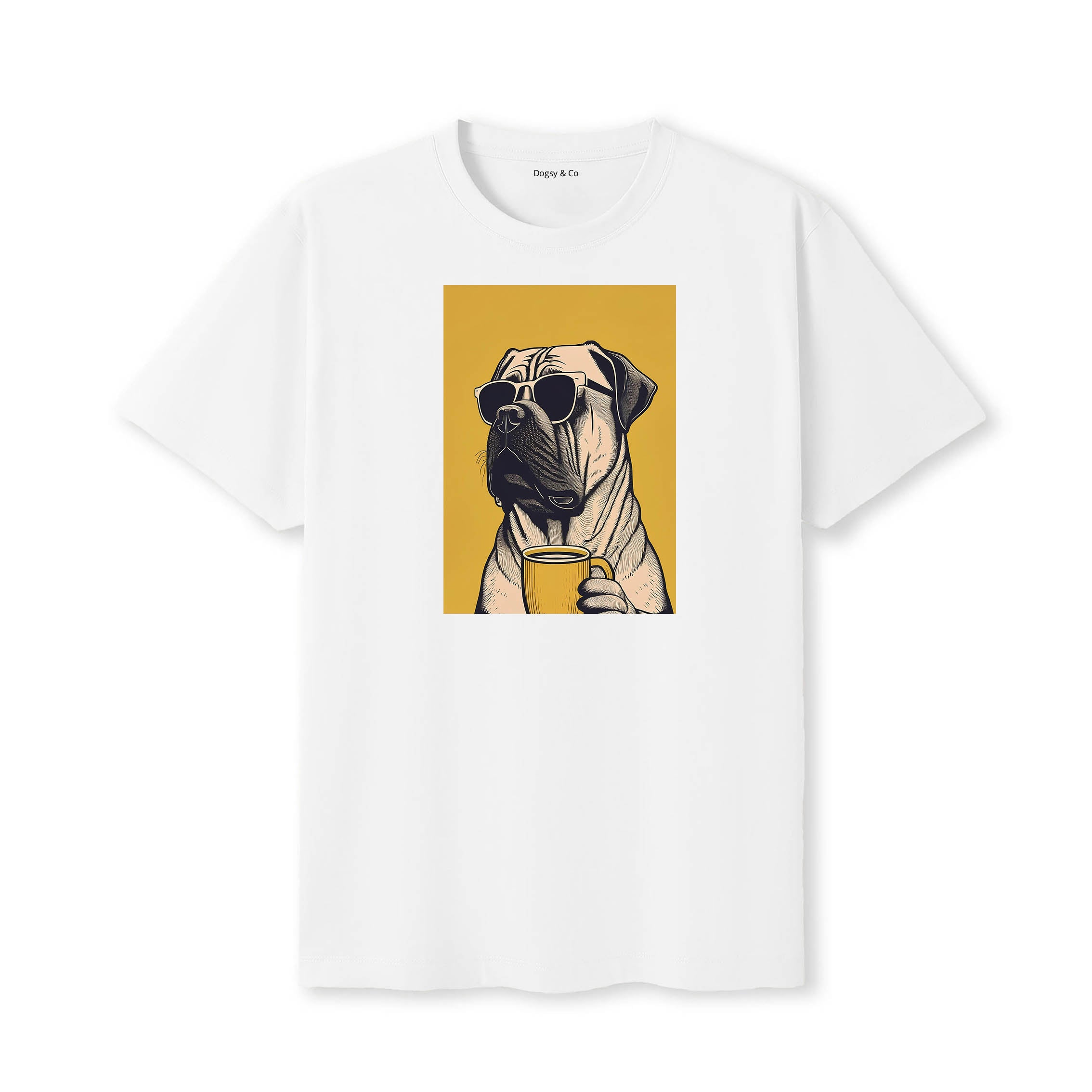 Bullmastiff Coffee Dog T-Shirt V2 White