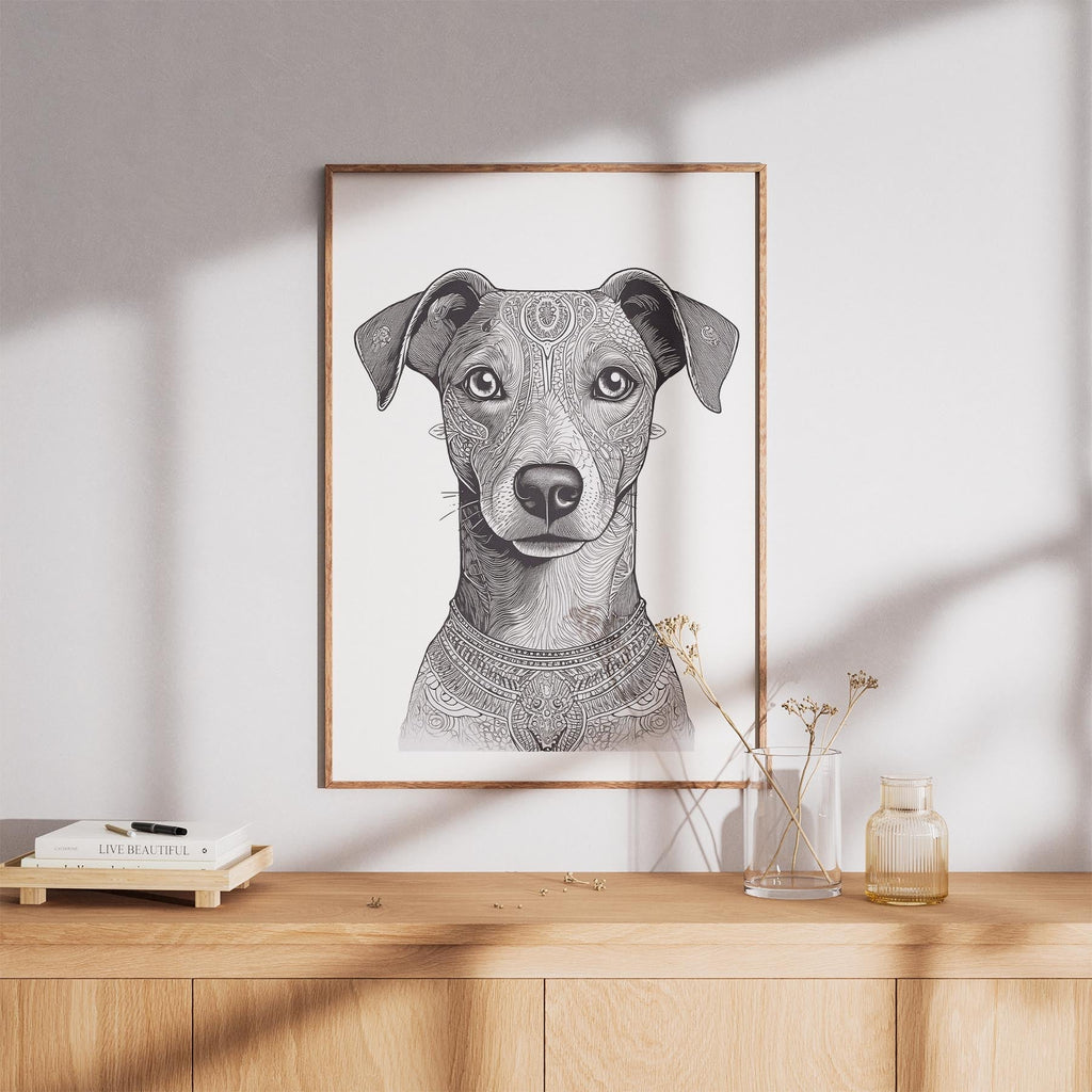 Whippet Mandala Black and White Dog Series image 8