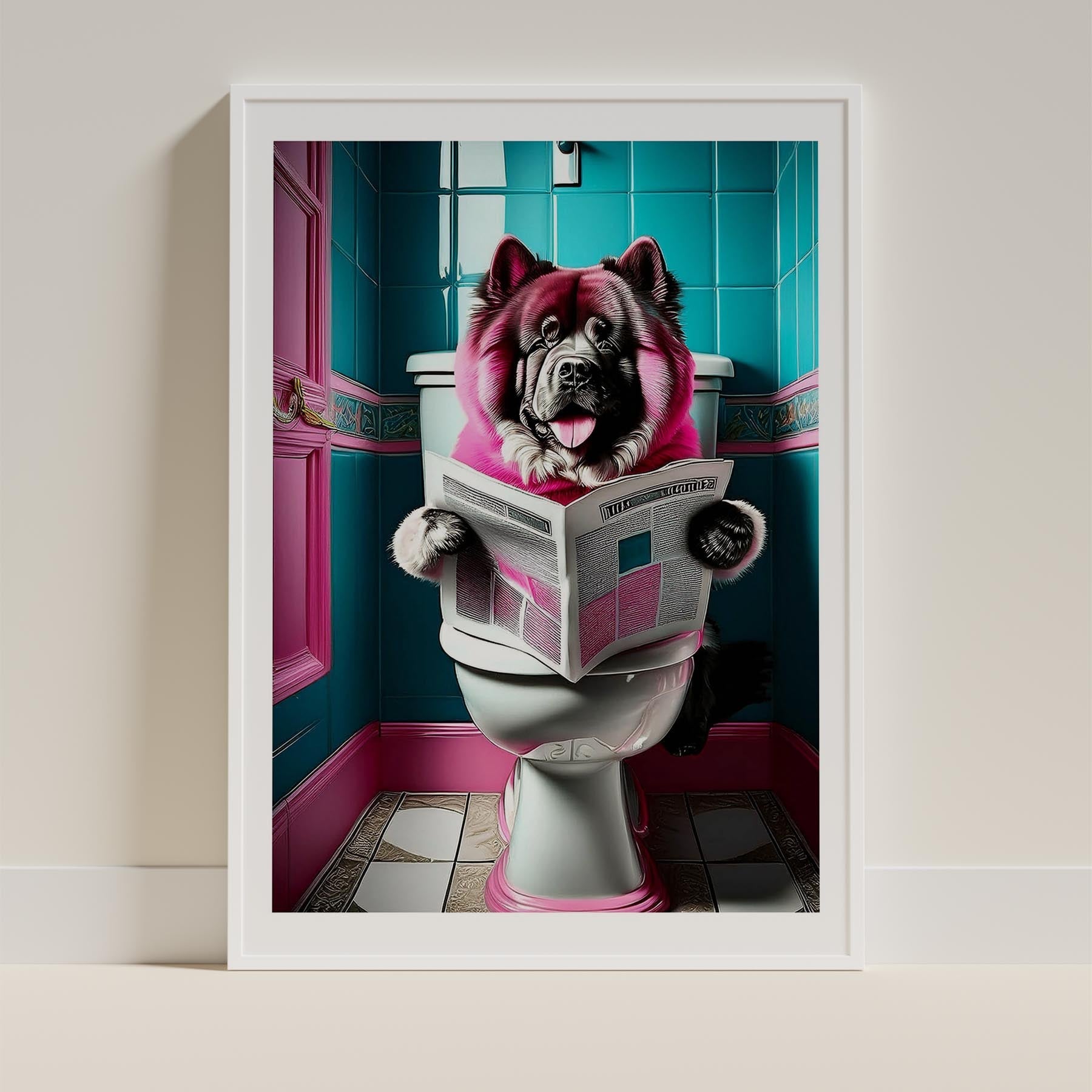 Chow Chow Toilet Dogs PInk and Turquise image 9