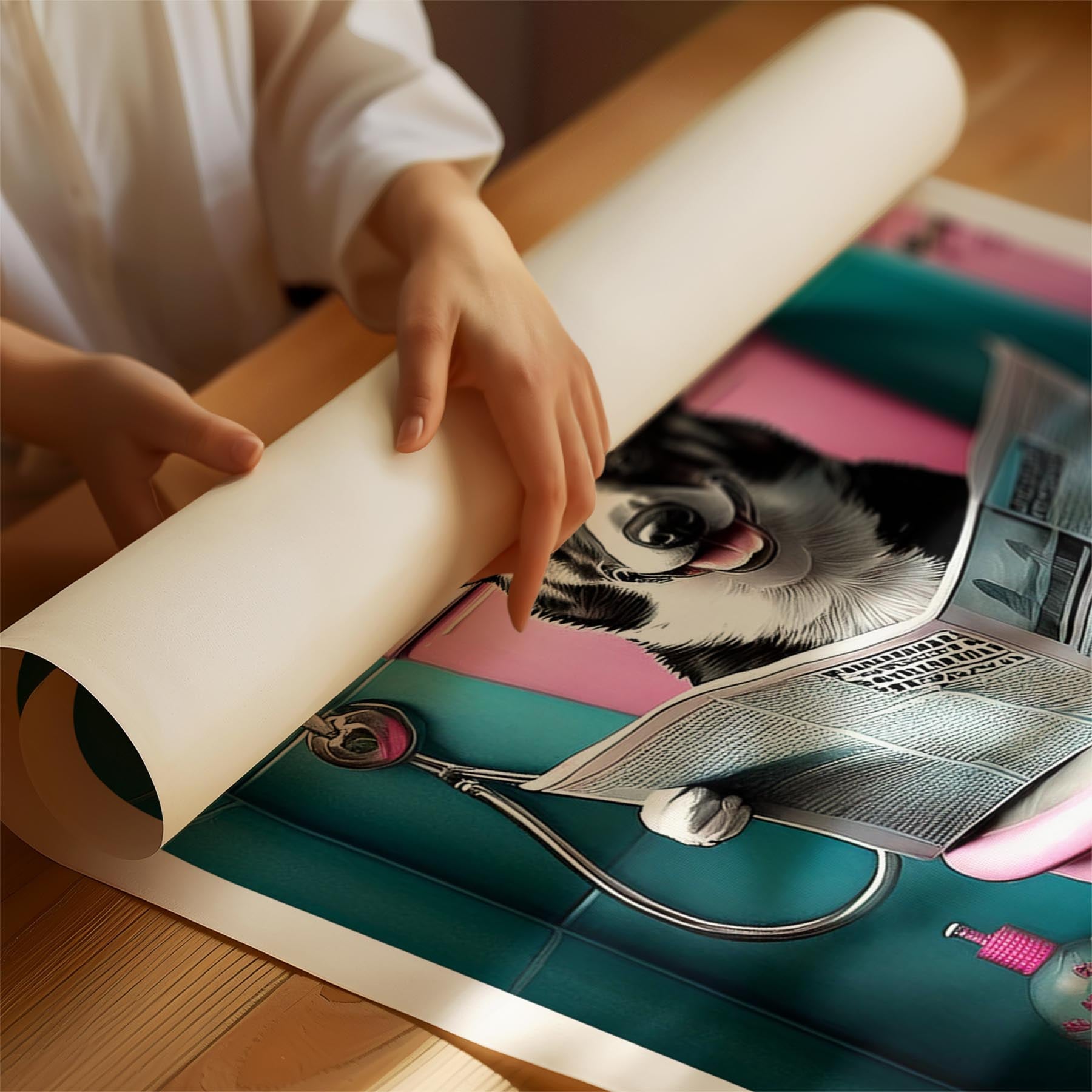 Corgi Toilet Dogs PInk and Turquise image 1