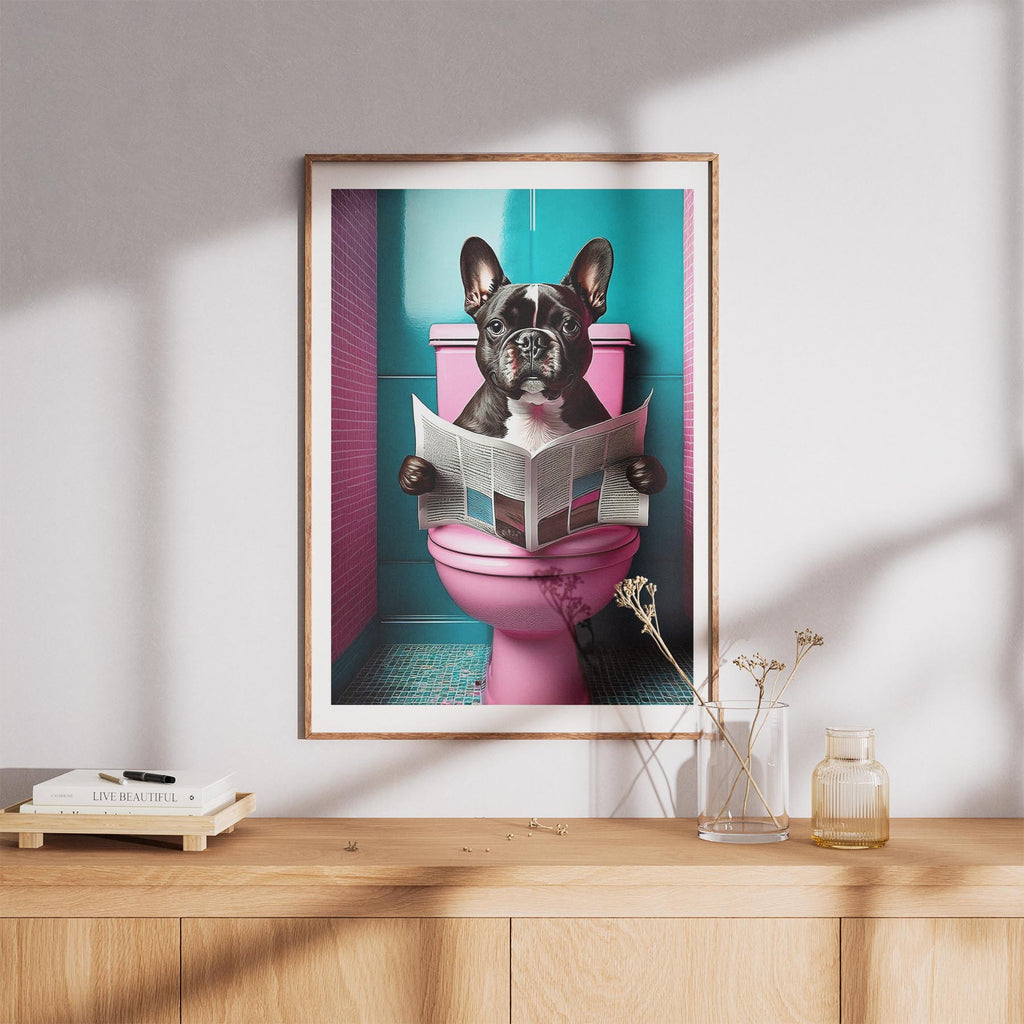 French Bulldog Toilet Dogs PInk and Turquise image 8