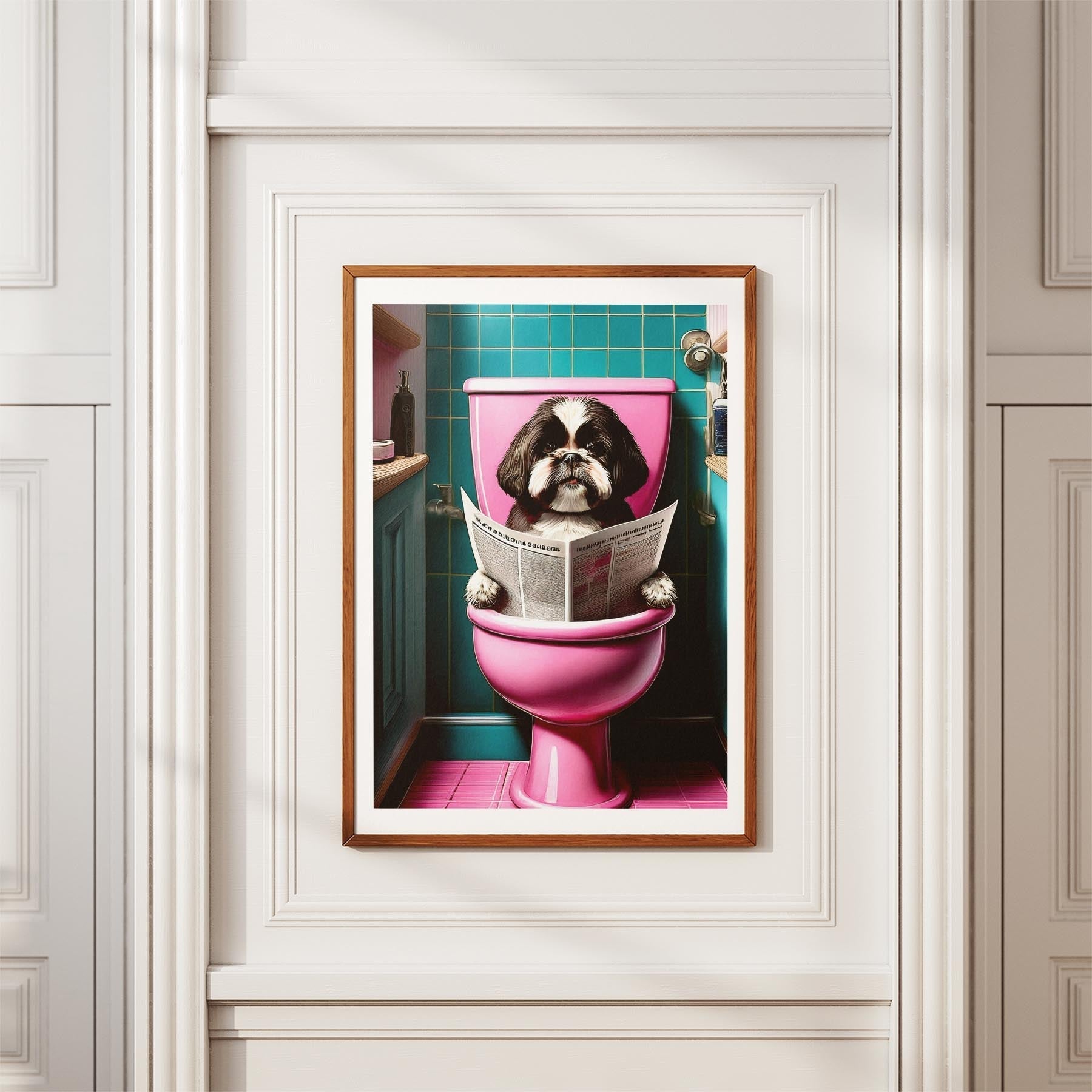 Shih Tzu Toilet Dogs PInk and Turquise image 3