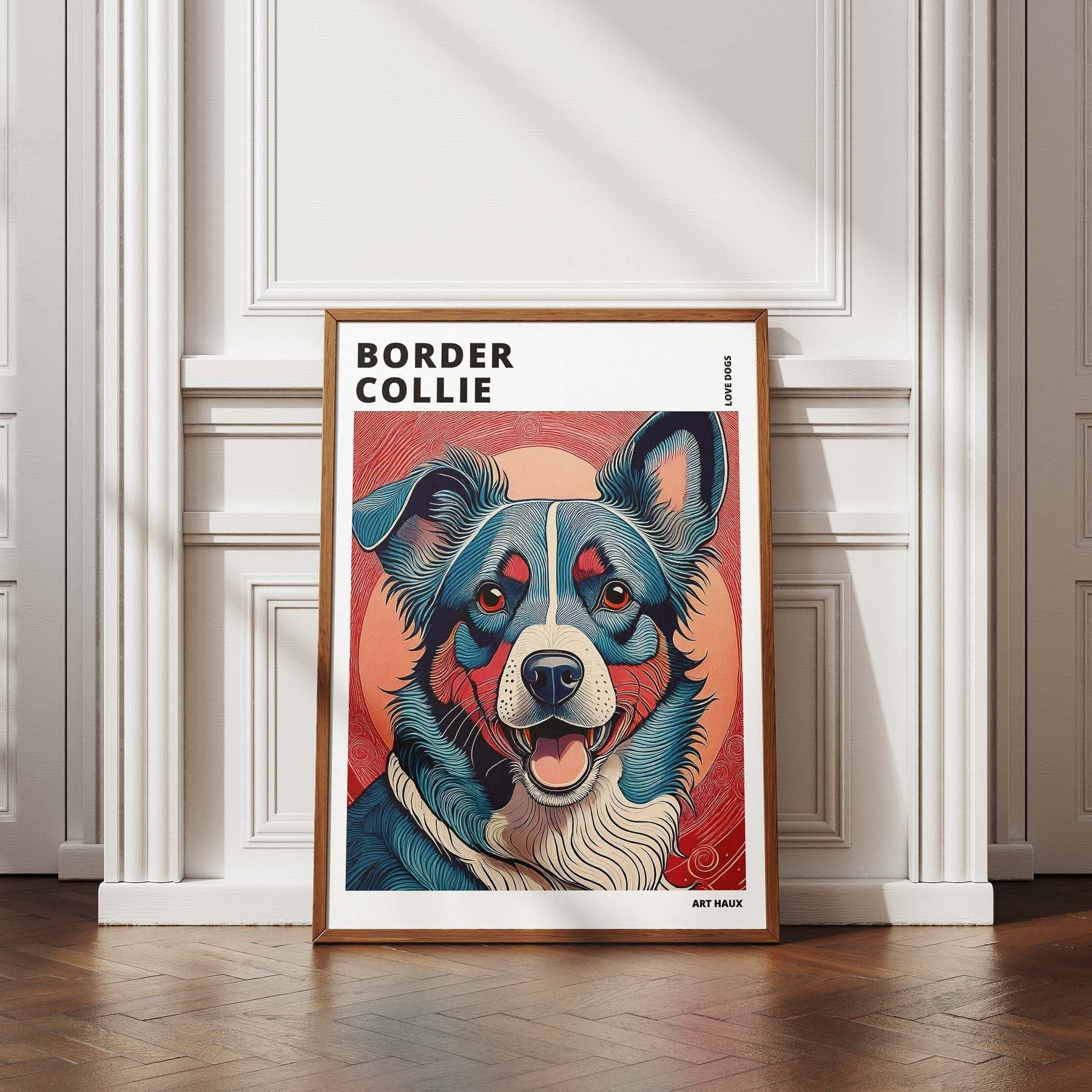 Border Collie Hokusai Japanese Inspired Dog Series with Text image 4