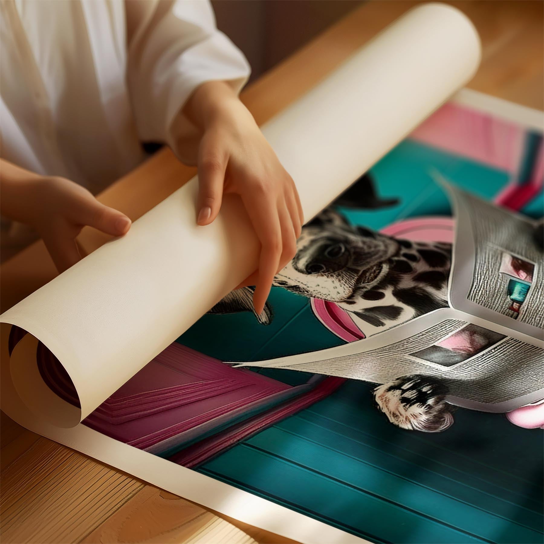 Dalmatian Toilet Dogs PInk and Turquise image 1