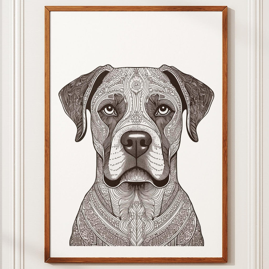 Boxer Mandala Black and White Dog Series image 10