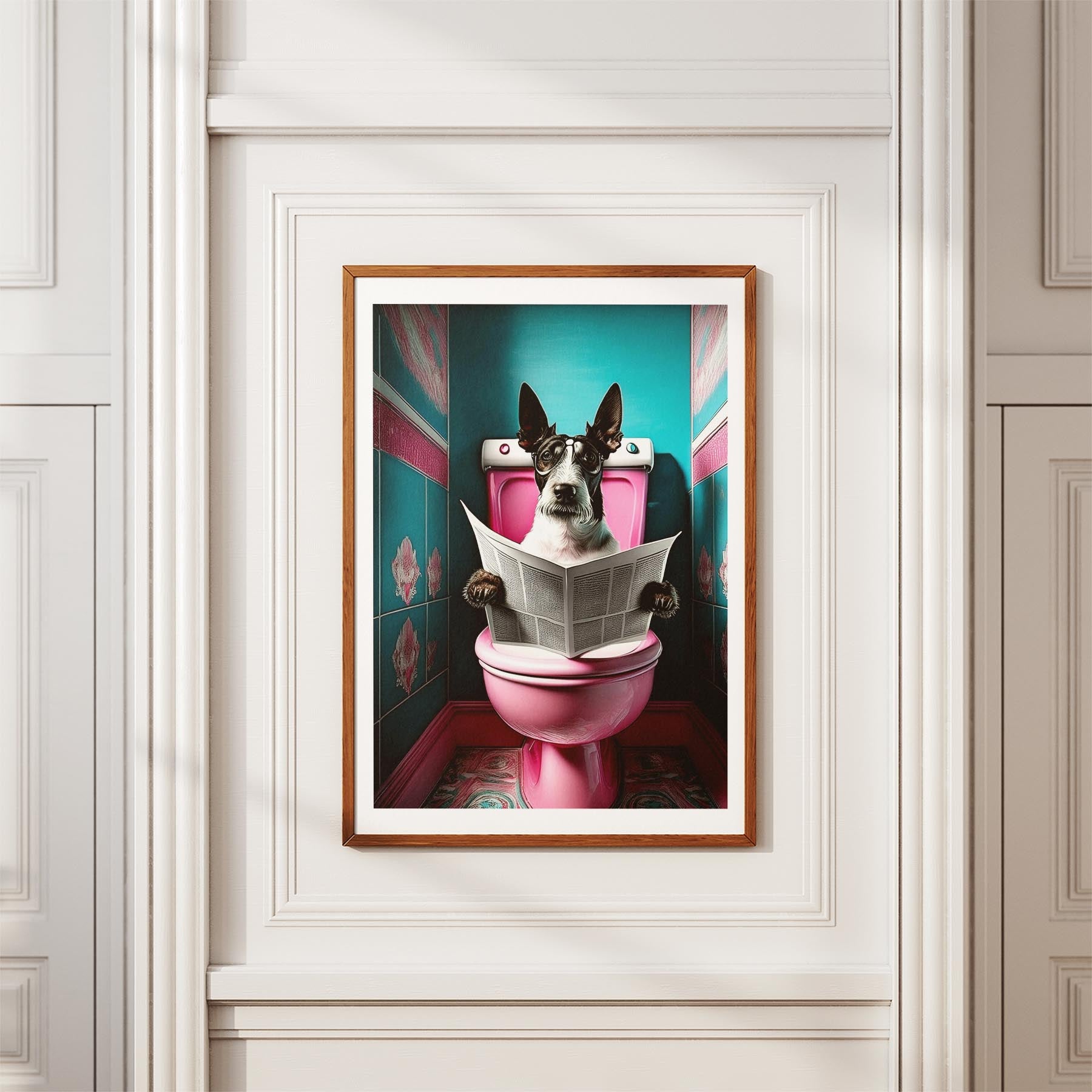 Fox Terrier Toilet Dogs PInk and Turquise image 3