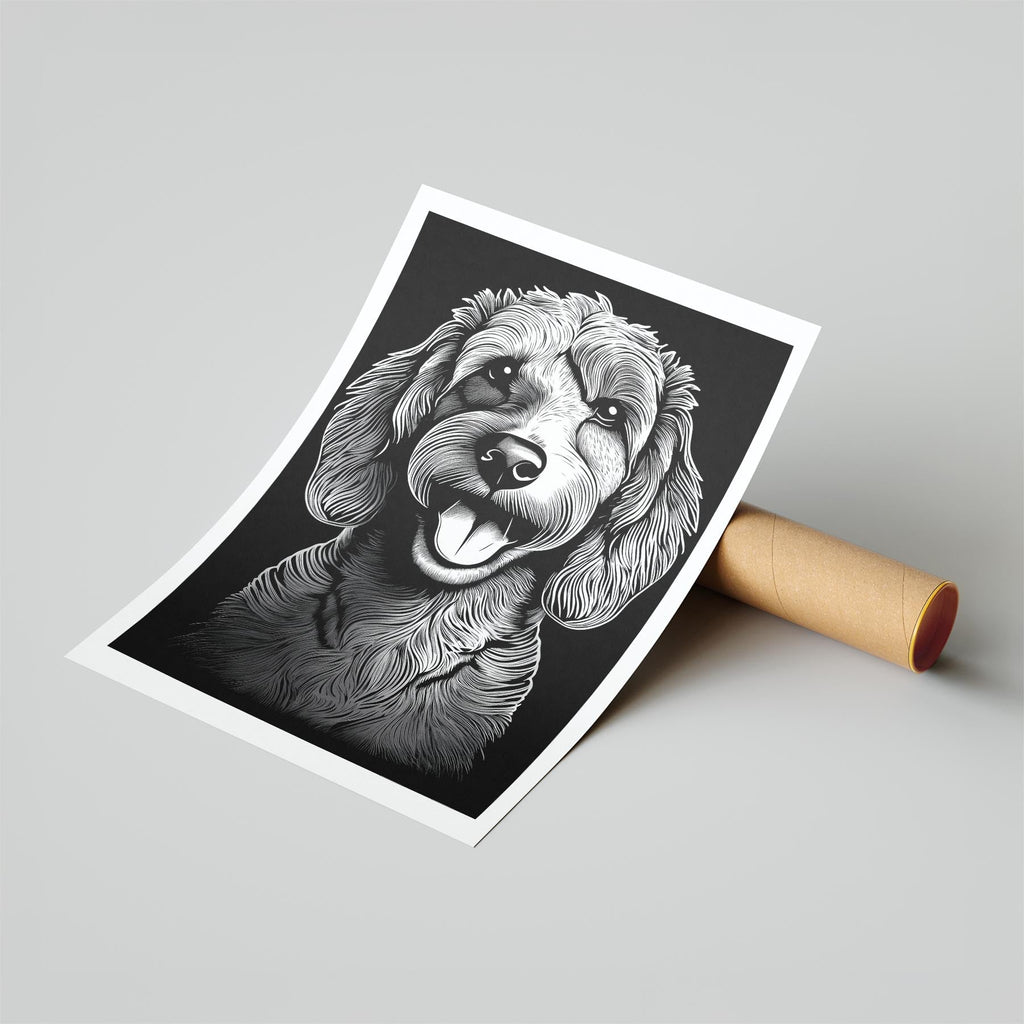 Cavoodle Line Dog Series in Black and White image 6