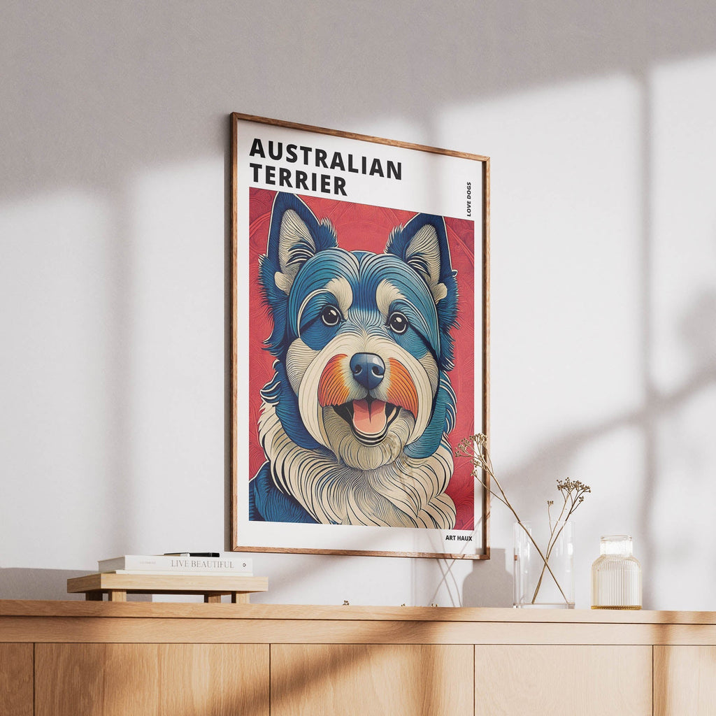 Australian Terrier Hokusai Japanese Inspired Dog Series with Text image 5